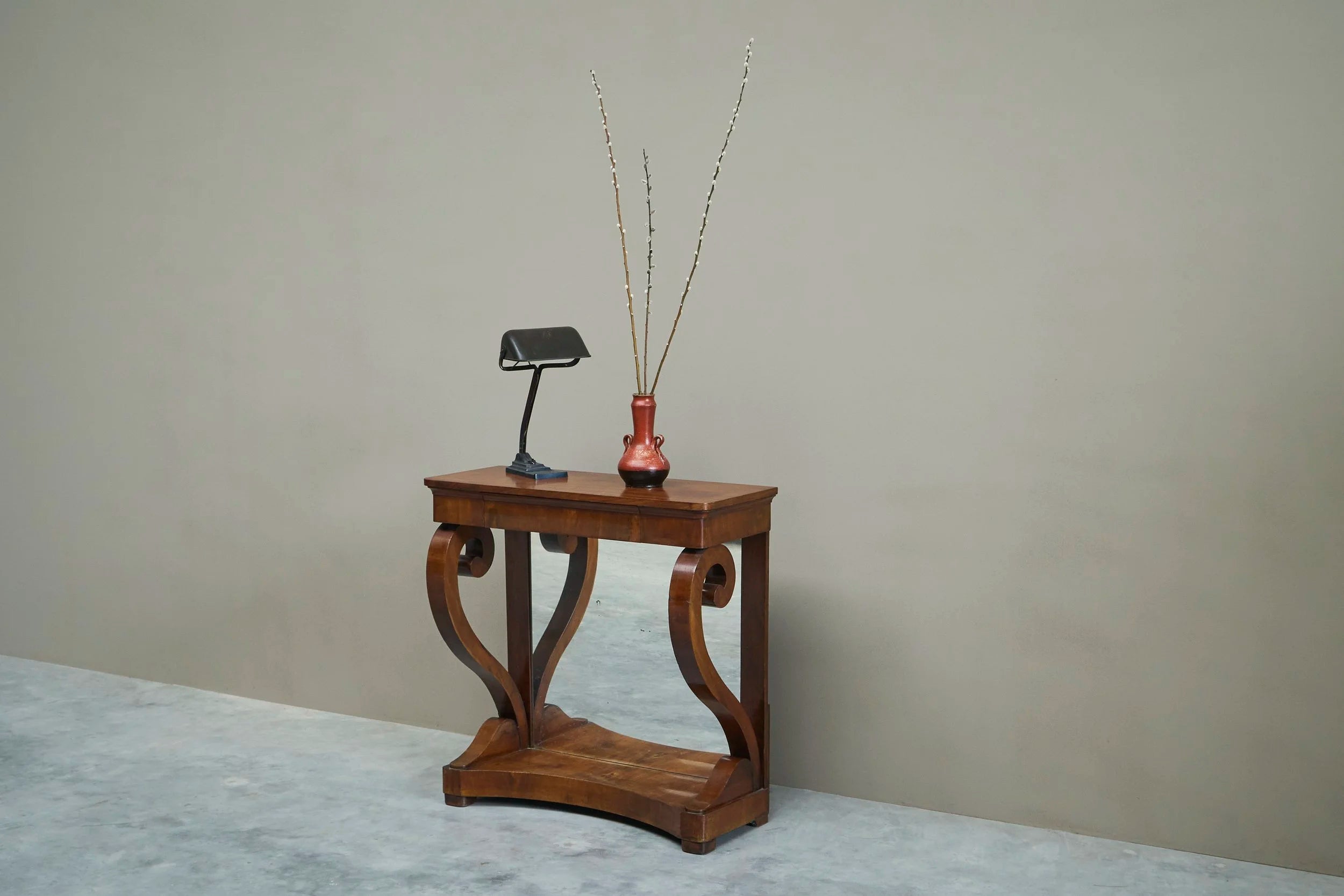 Sculptural Dutch Empire Console Table with Integrated Mirror Early 19th Century — lifestyle setting