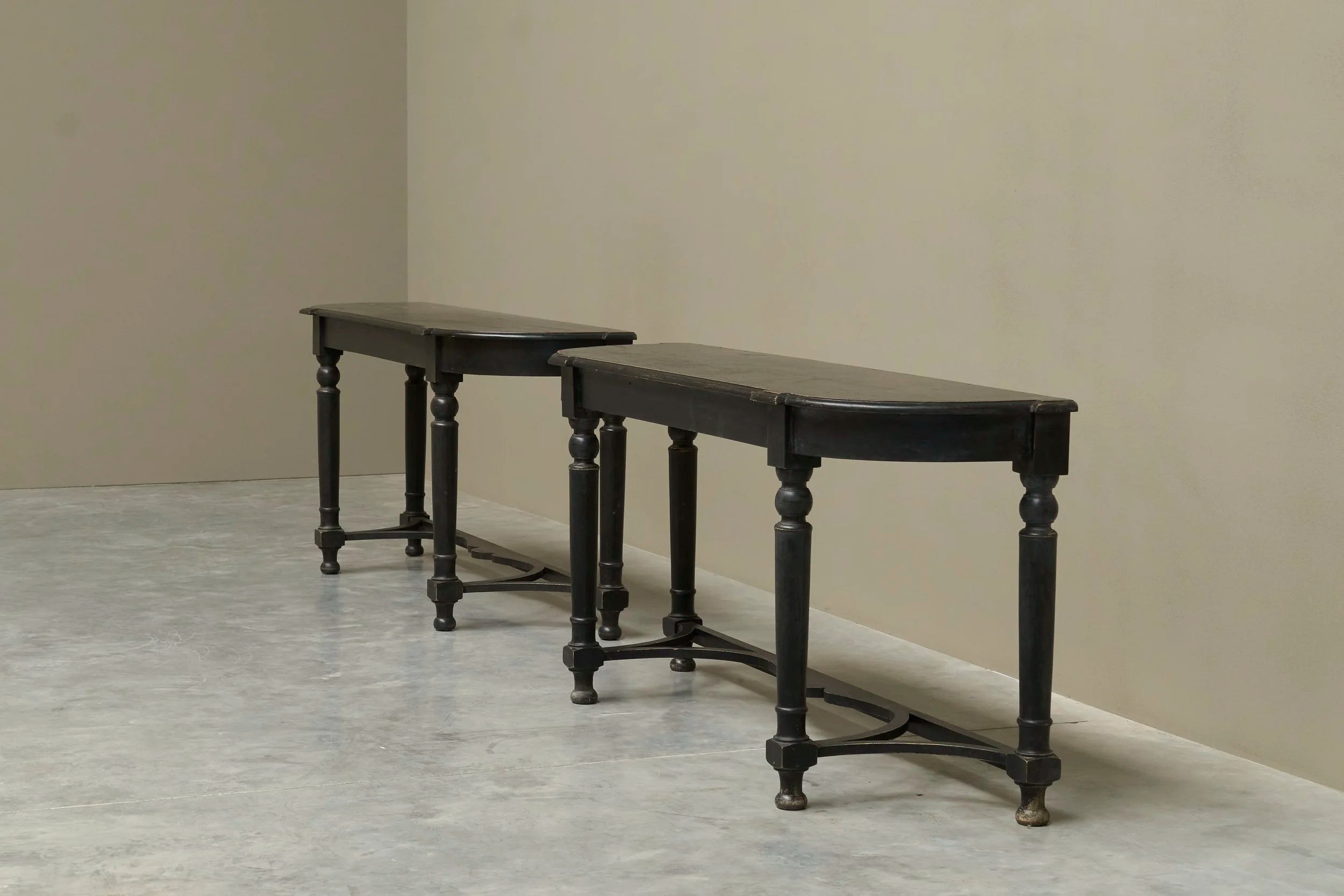Pair of Ebonized Console Tables Early 19th Century — detail view