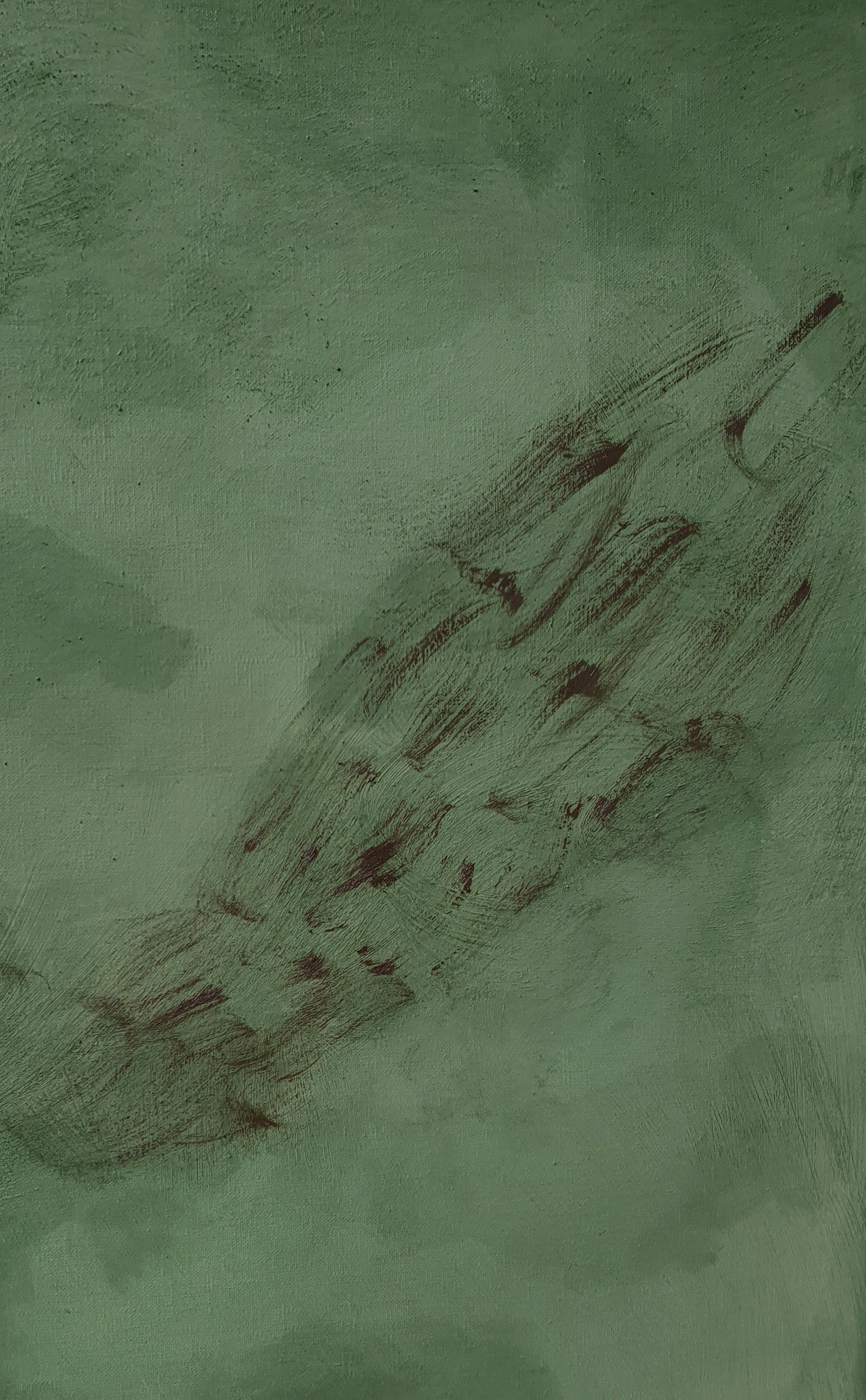 'Moss velvet' painting — side angle