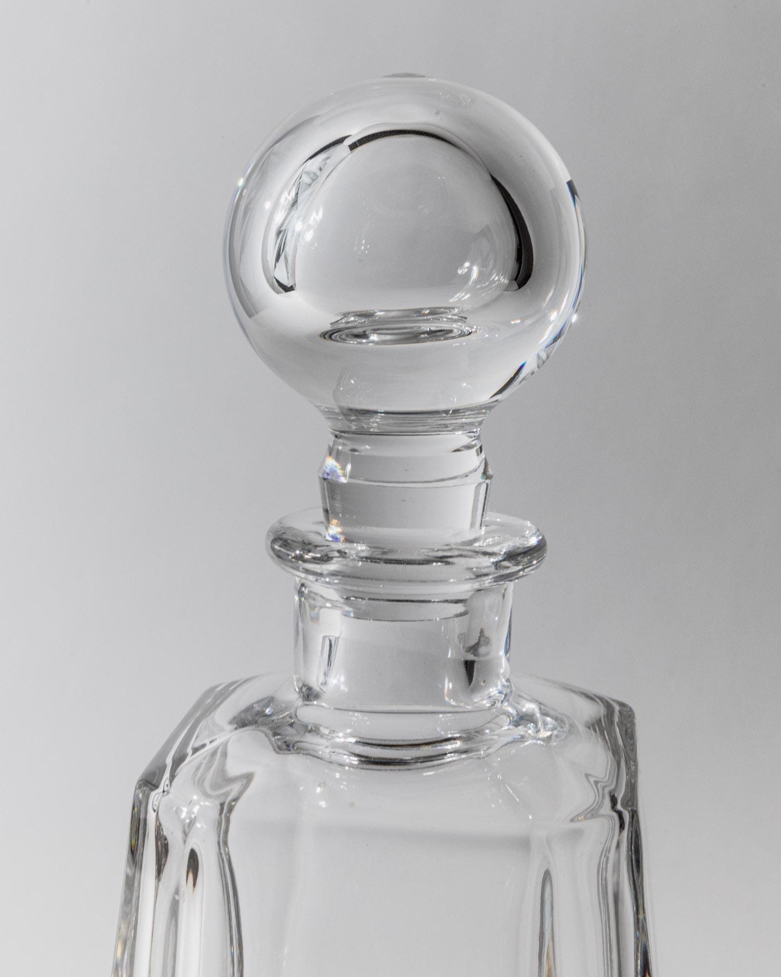 1990s Murano Glass Decanter — top view of clear glass stopper