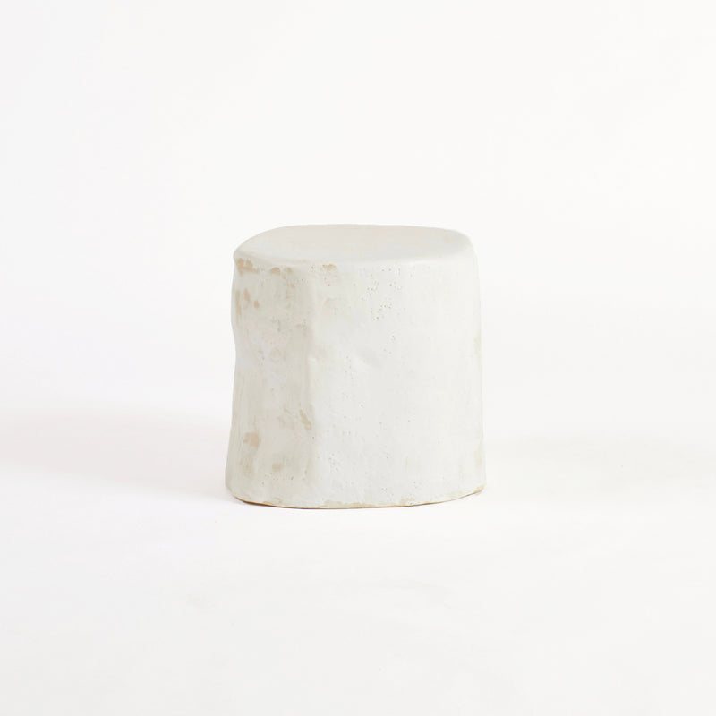 Small Ceramic Side Table — close-up of textured white surface