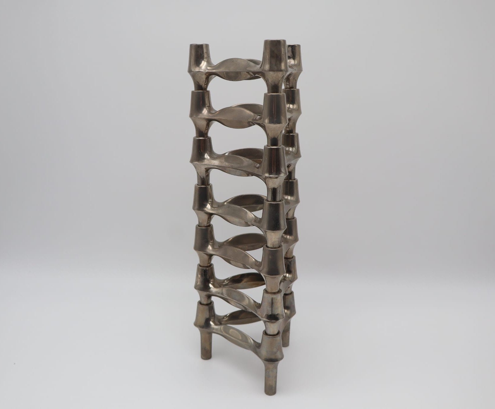Stoffi & Nagel BMF Modular Candleholder – West Germany 1970s – Stackable Chrome Mid Centur — close-up