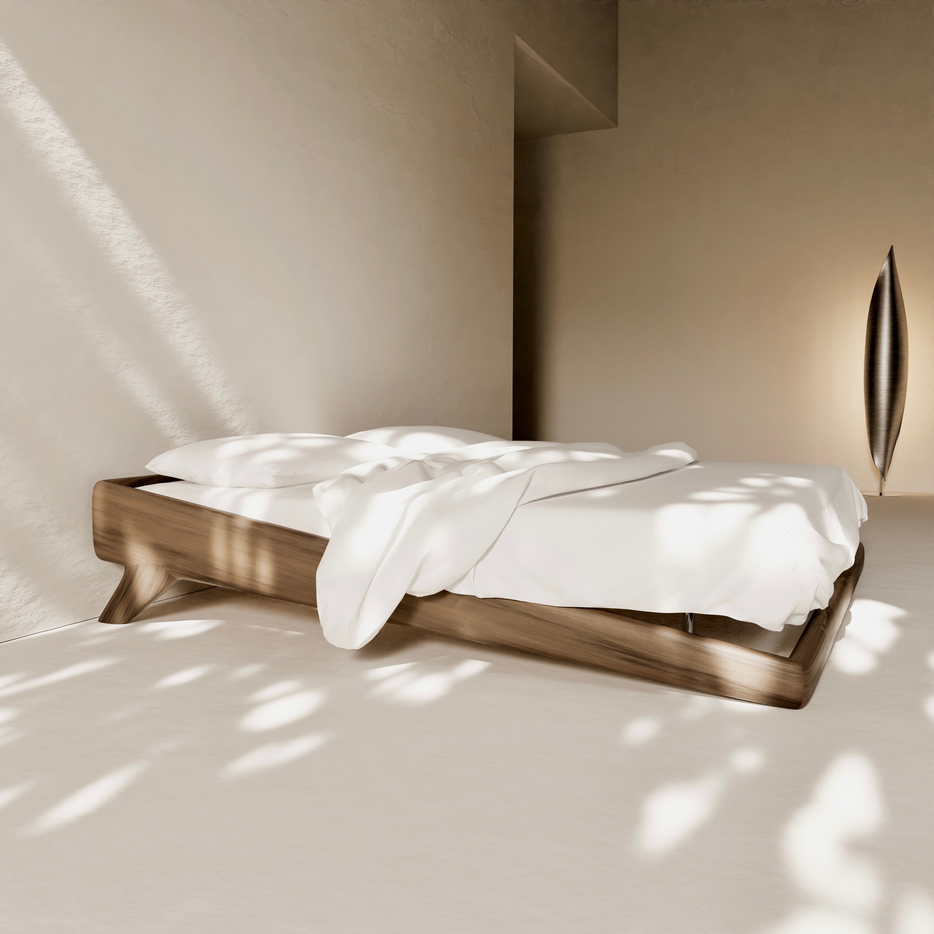 "Tusa" bed | walnut wood — detail view