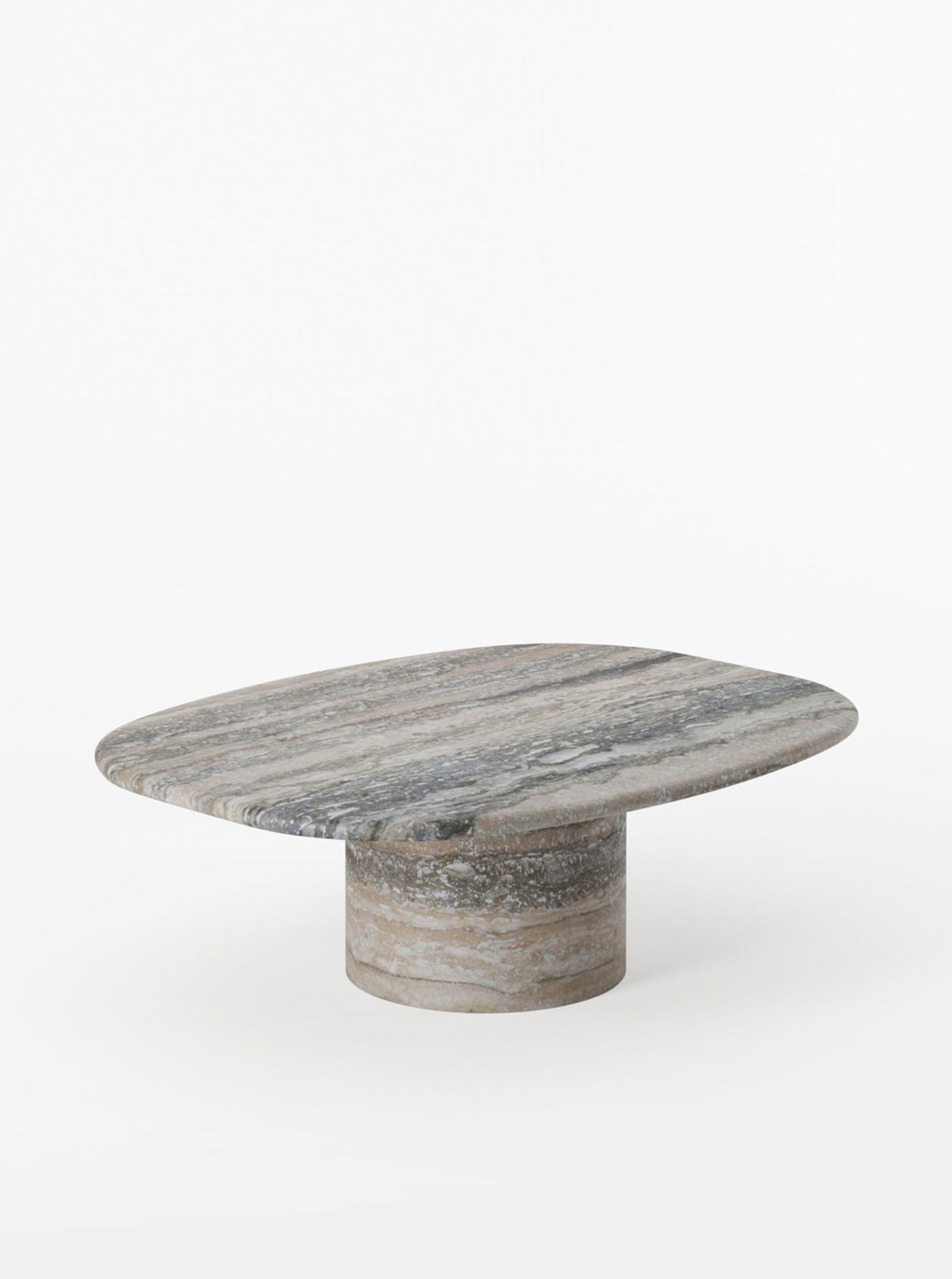 Circa Coffee Table in Silver Travertine — lifestyle setting