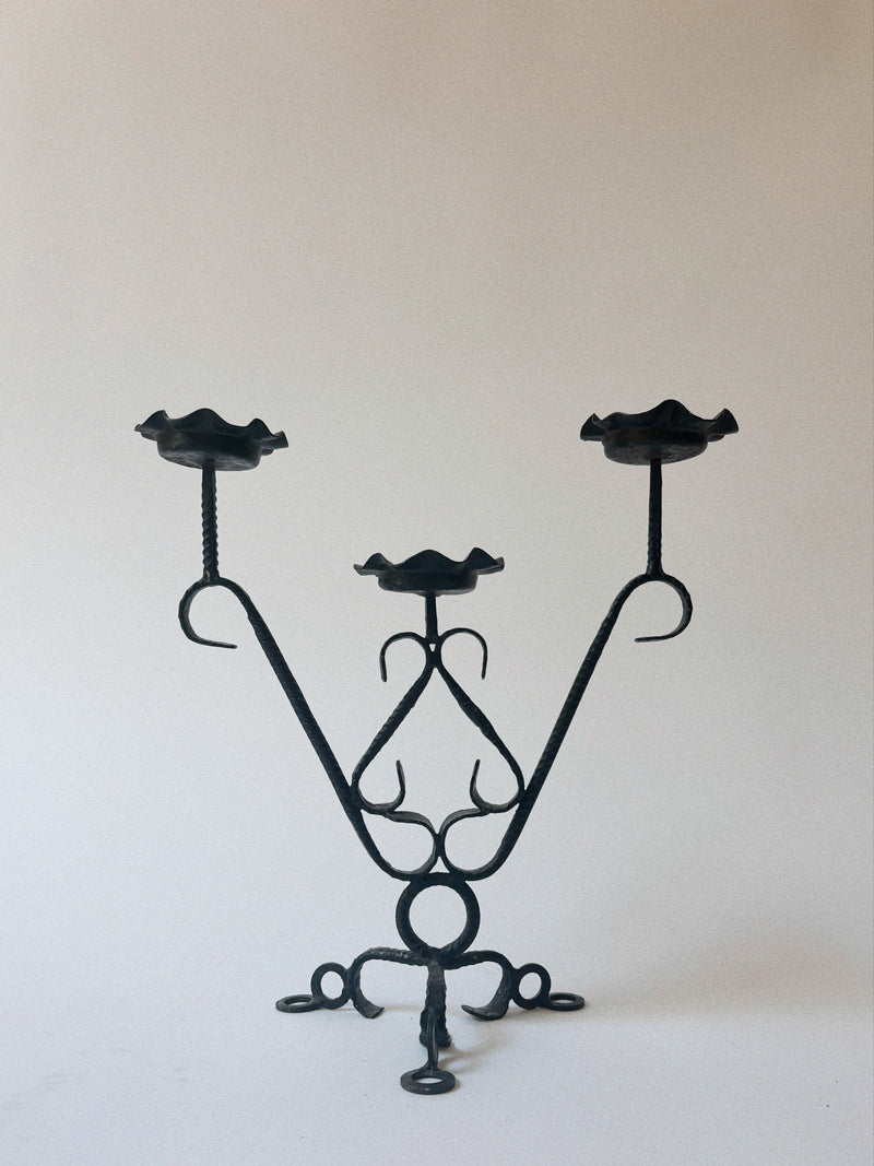 Folk Art Metal Candelabra, Poland by Huerto | The Oblist