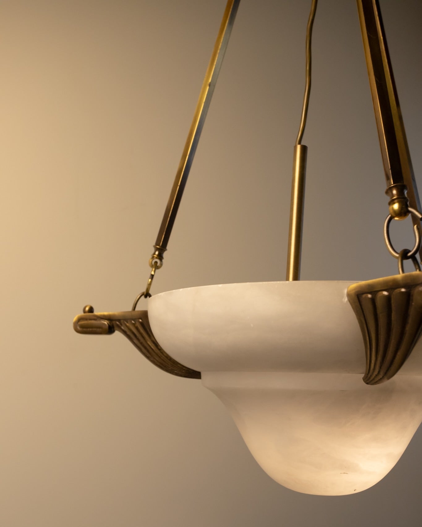 Art Deco Revival Carved Alabaster Plafonnier