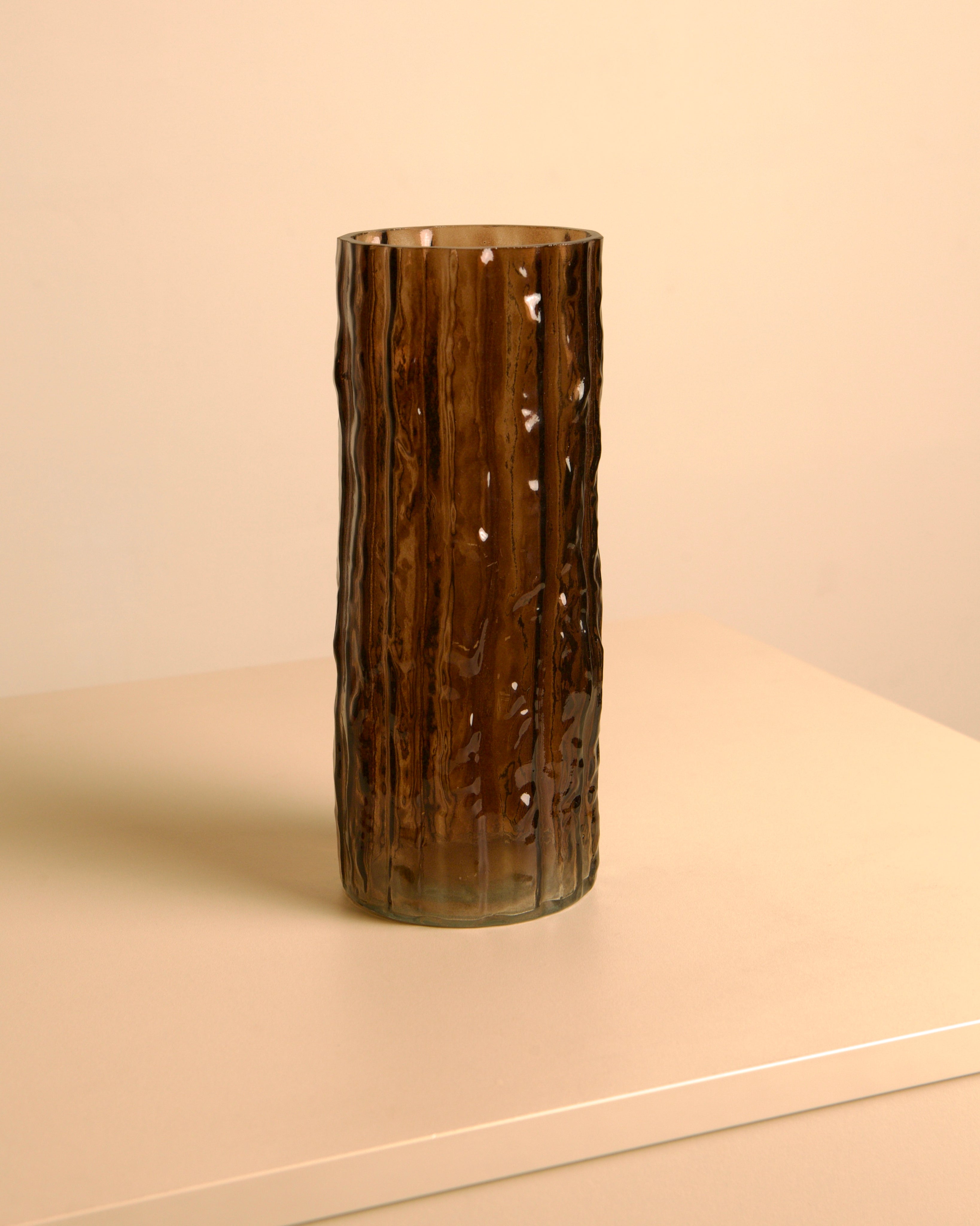 Amber Blown Glass Vase with Bark Texture, Italy, 1980s — detail view