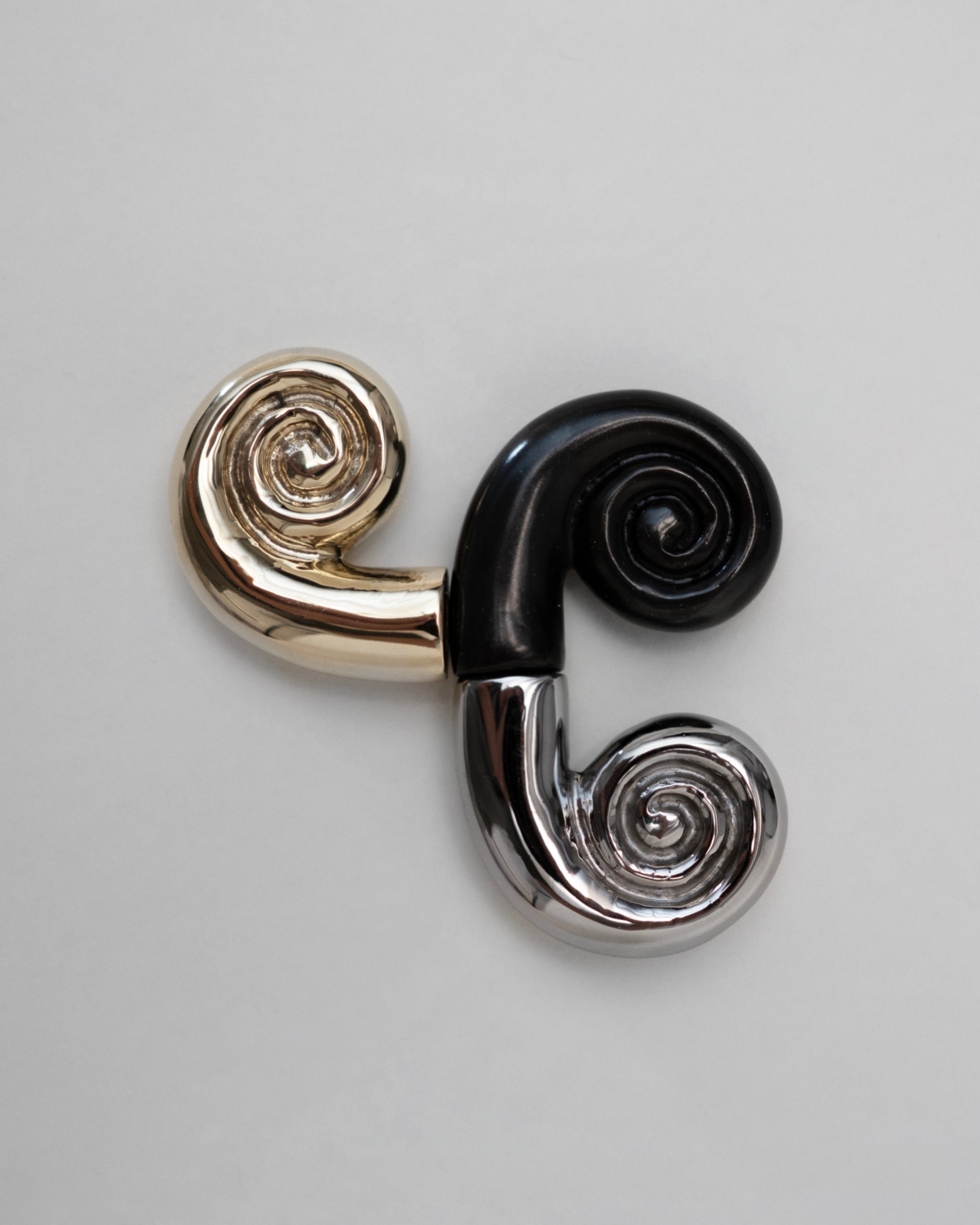 Noelle Knob - Titanium — close-up of spiral design in metallic finish
