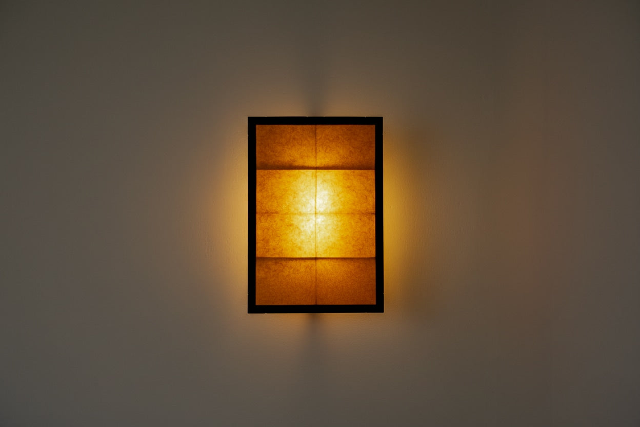 Medieval window Wall Light in Paper and tinted Wood — lifestyle setting