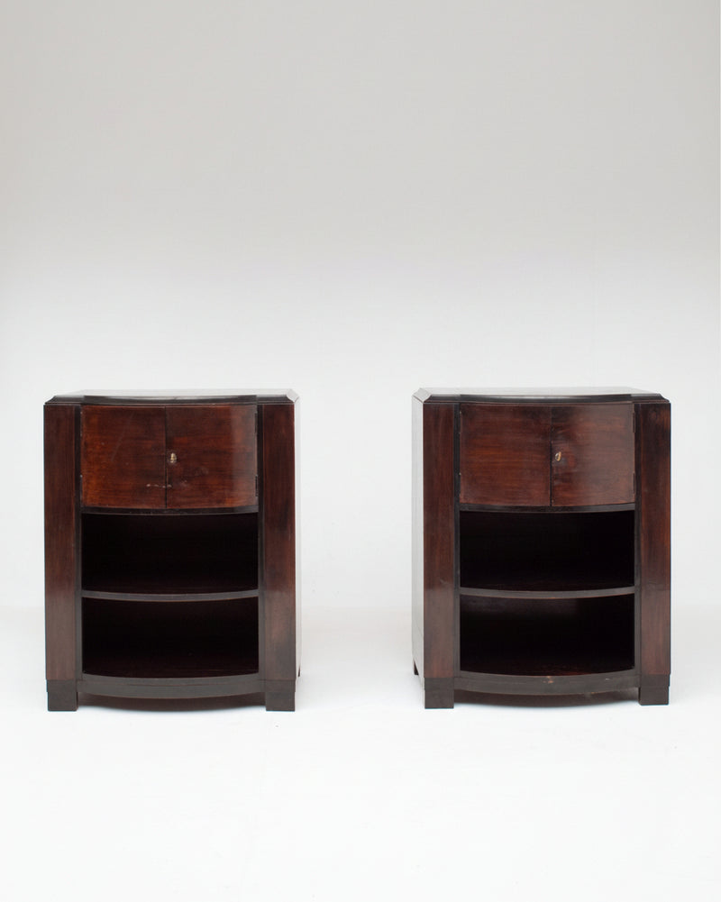 Art Deco Cabinets — front view of dark wood nightstands