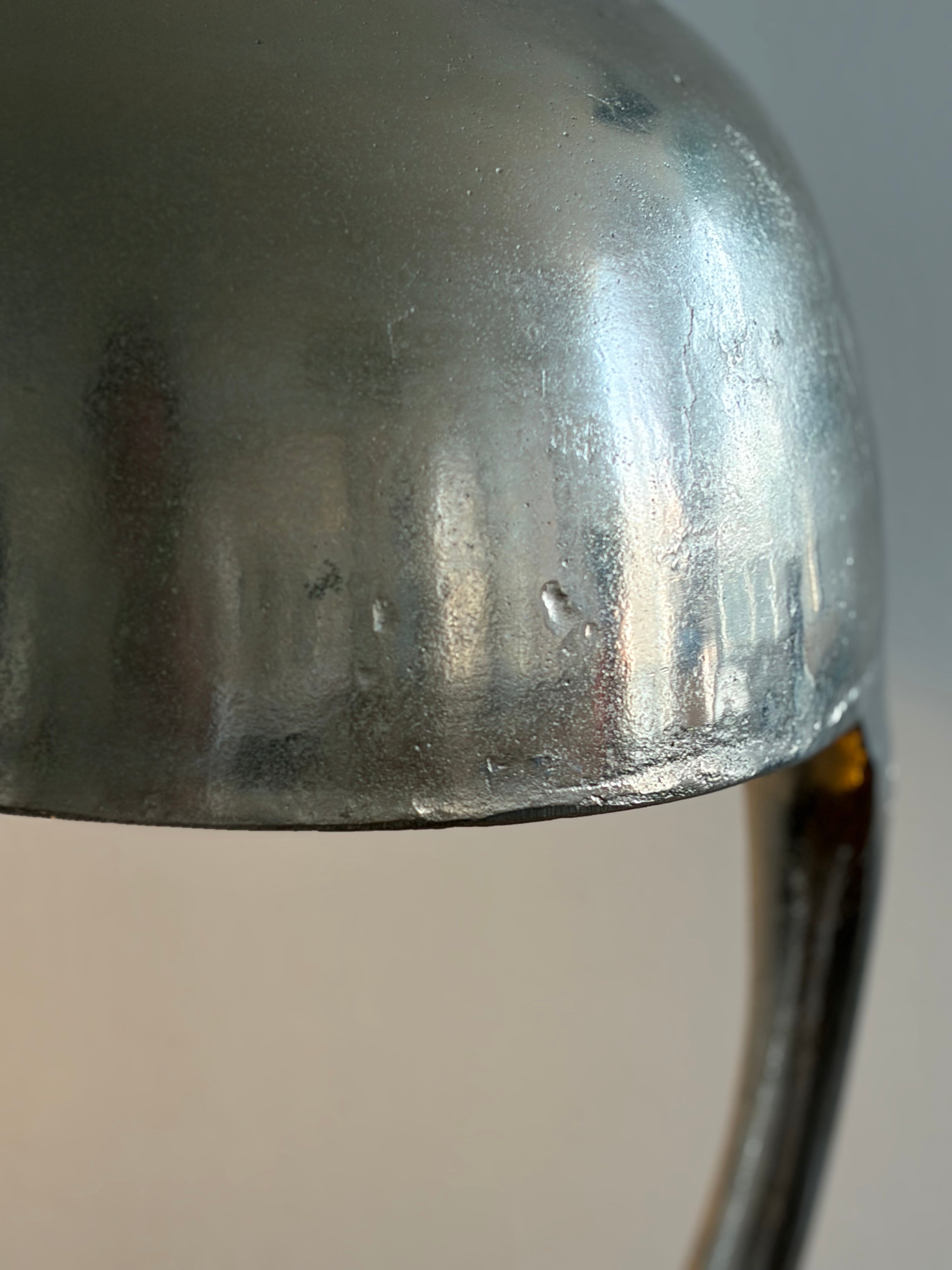 Solid Chrome Helmet Lamp, Italy, 1970s — close-up