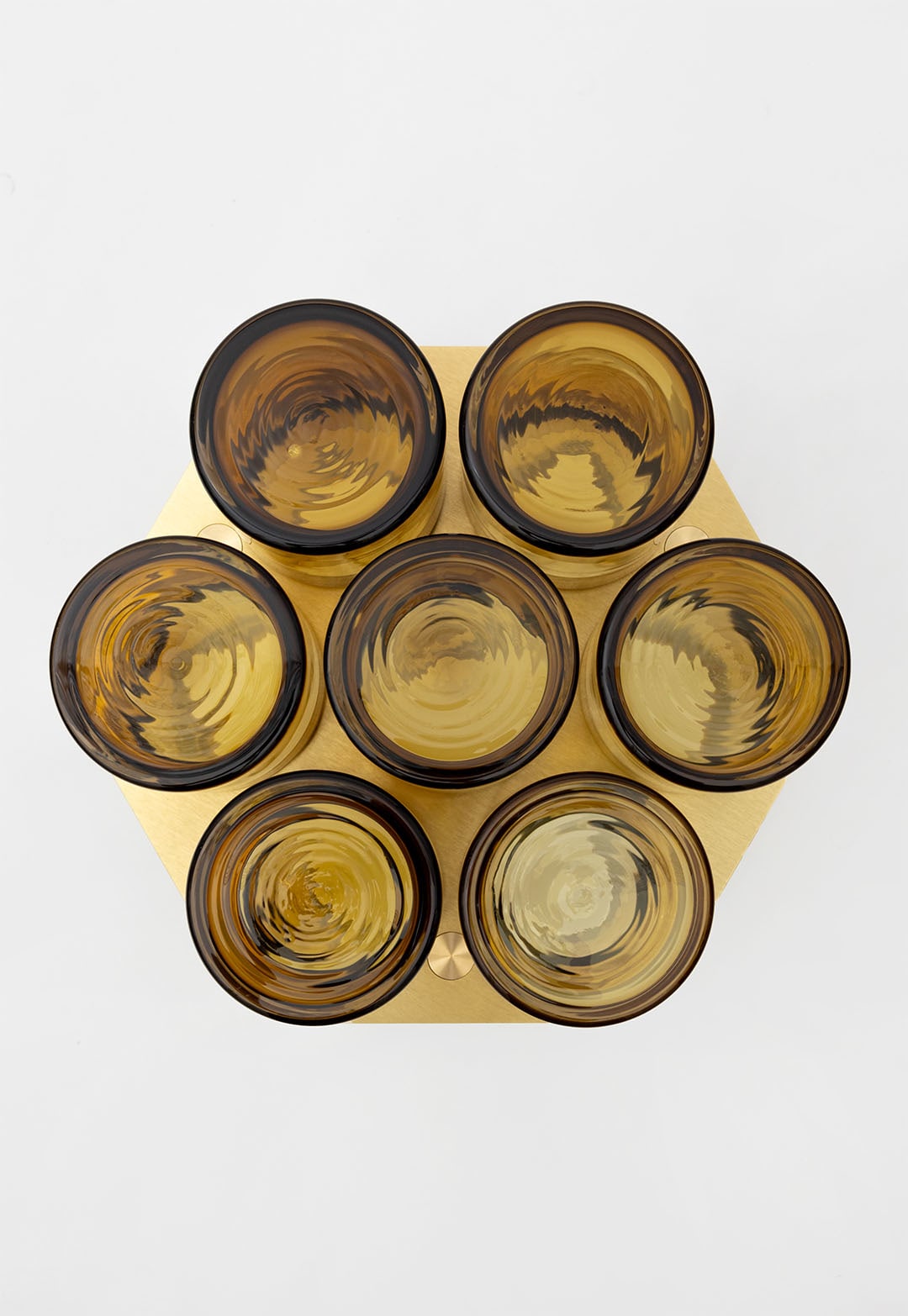 SkLO Field 7 Side Table - Olivin Glass , Brushed Brass — side angle