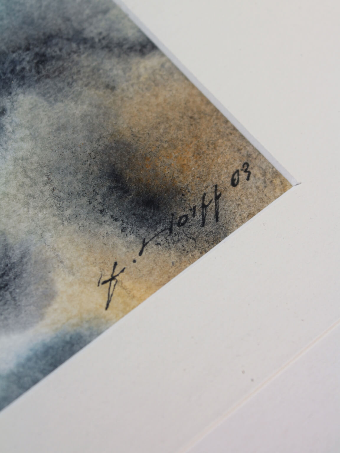 Abstract Watercolour Painting #1, Germany, 2003 — close-up of textured paper and signature