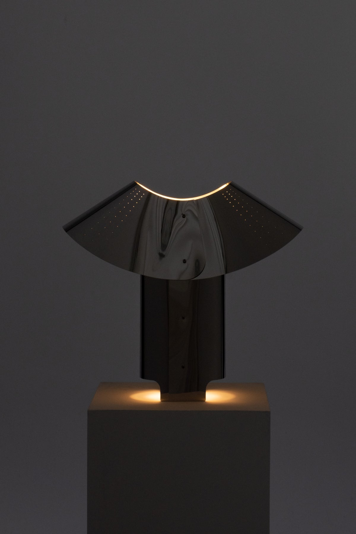 Fold Table Lamp in Stainless Steel — side angle