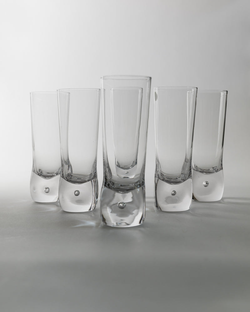 Set of 6 Vintage Murano Glasses, Italy 70s by Bottega Jacobs | The Oblist — clear glass, handcrafted design