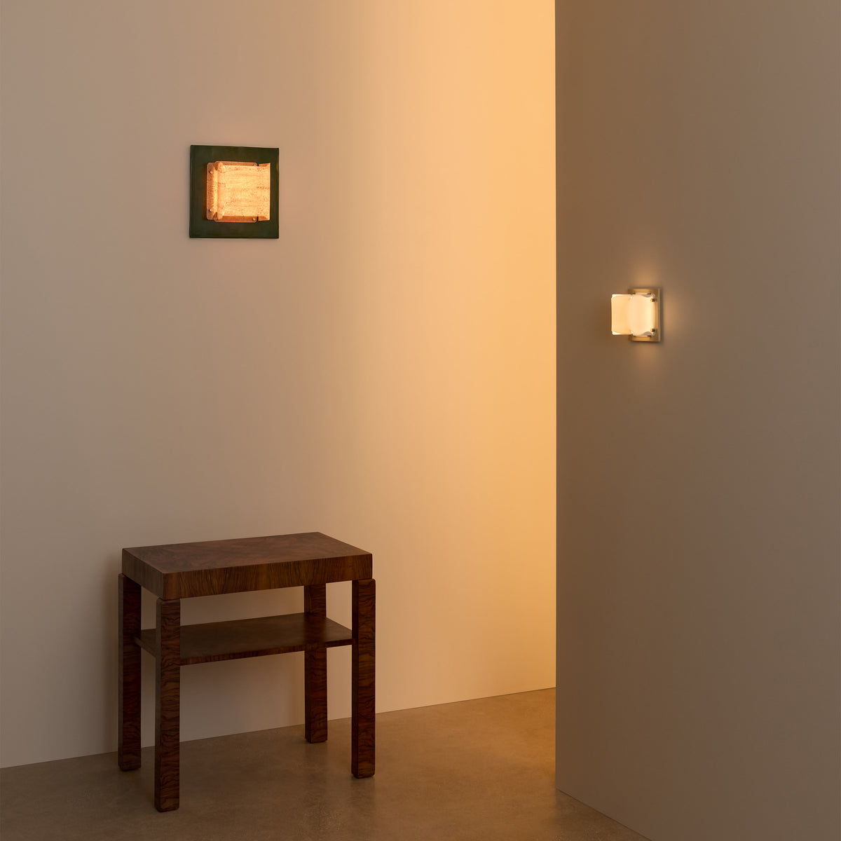 Field Square Sconce, Graphite / Moire — close-up