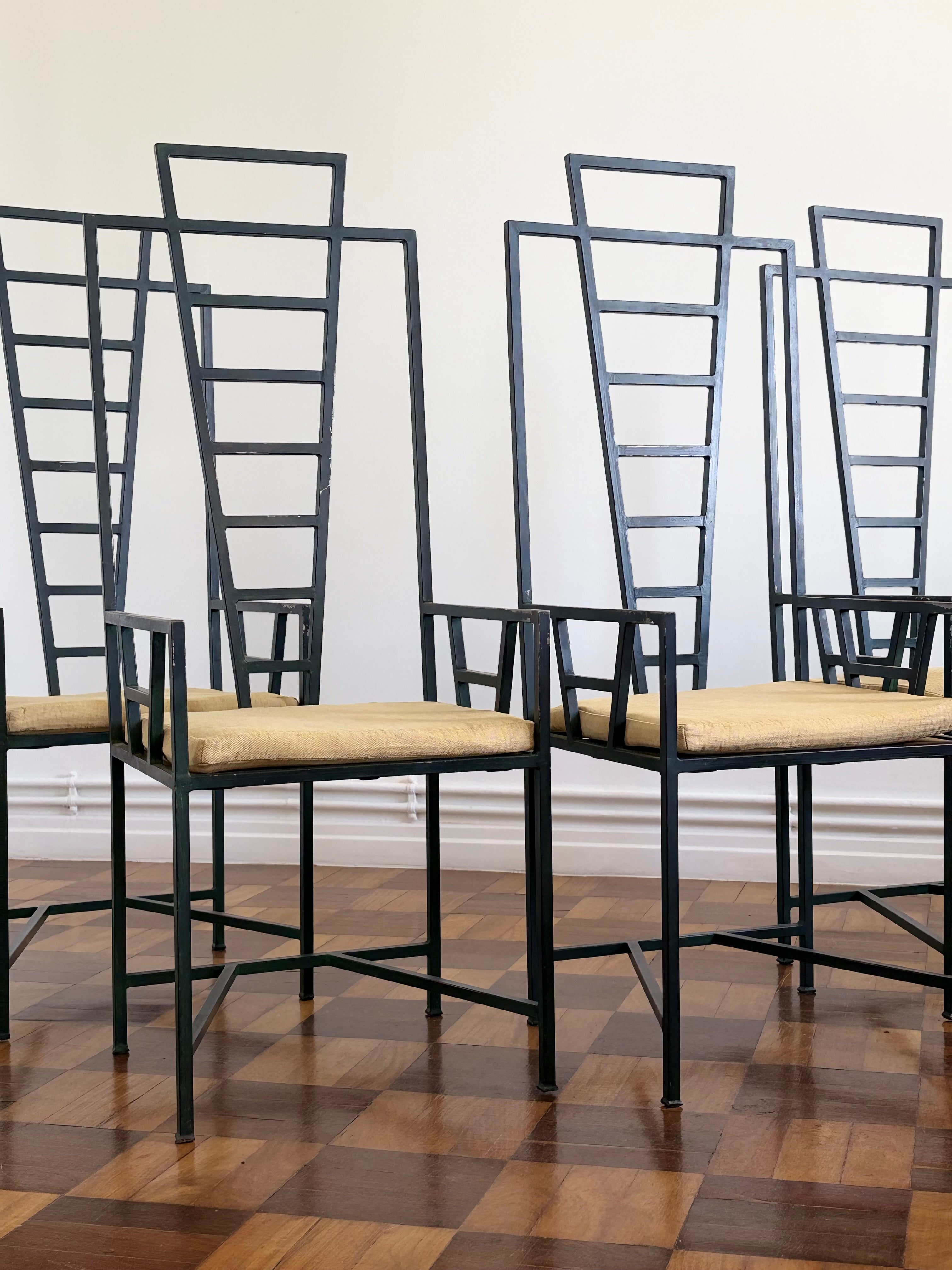 Postmodern Iron High Back chairs, Portugal, 1980s by OBJECT AGENCY | The Oblist