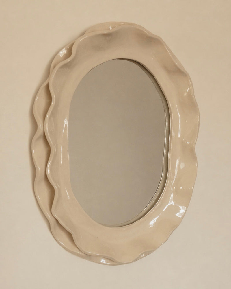 The Ortigia Mirror in Glazed Ceramic — side angle