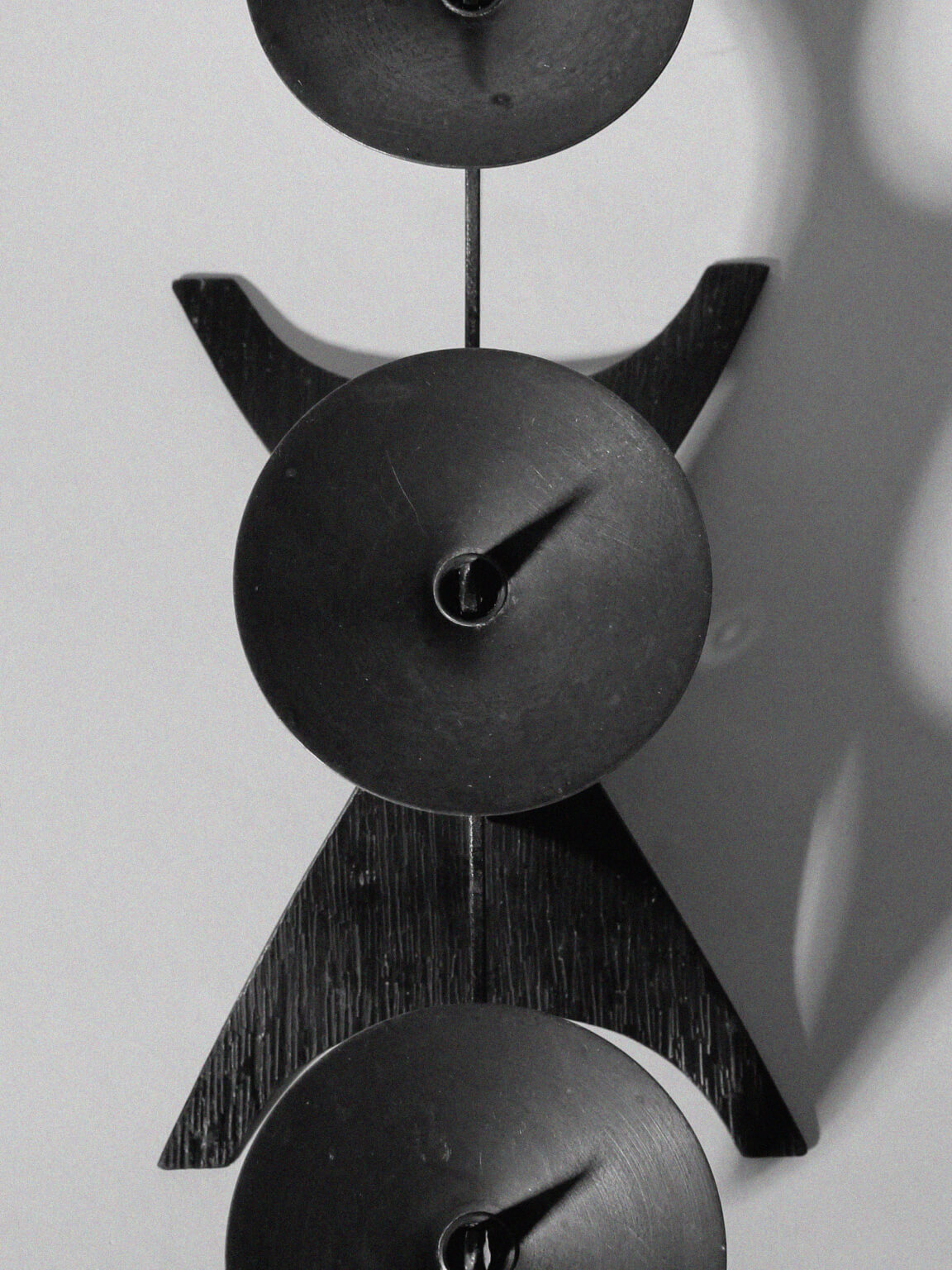 Mid-Century Brutalist Cast Iron And Brass Candelabra — close-up