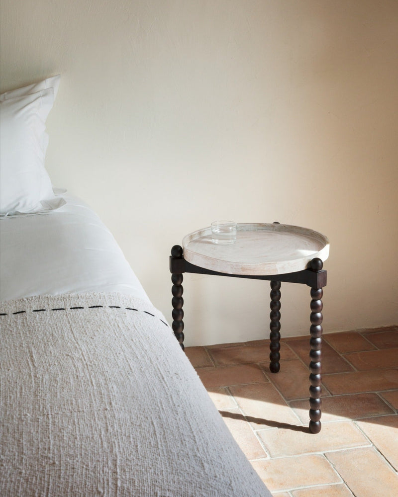 Bolha Tray Table by Project 213A | The Oblist — marble top, dark wood legs