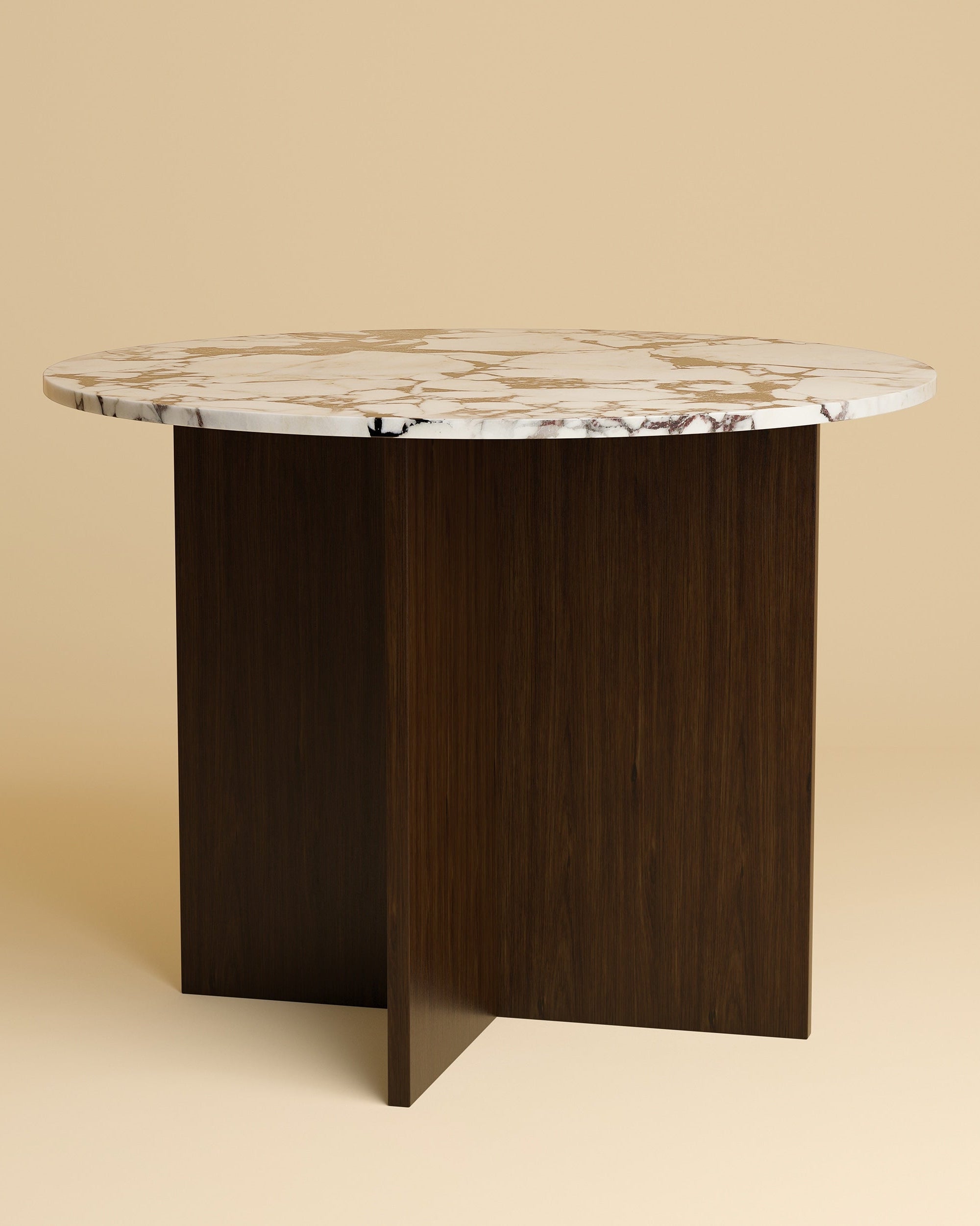 Round Dining Table - DALMA Series in Calacatta Viola Marble and Oak by Lebanto | The Oblist