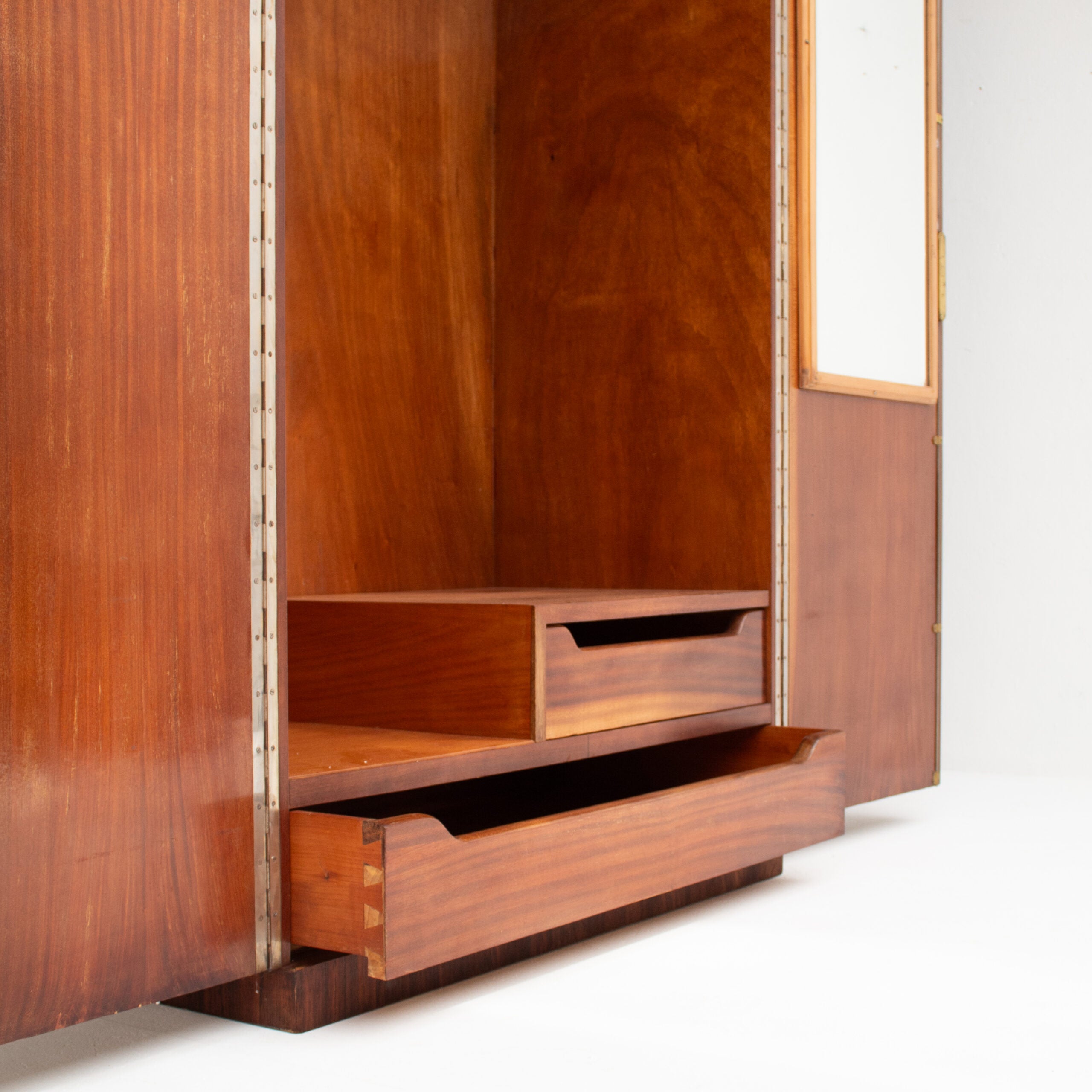 Mid-Century Walnut Wardrobe with Brass Handles — alternate view