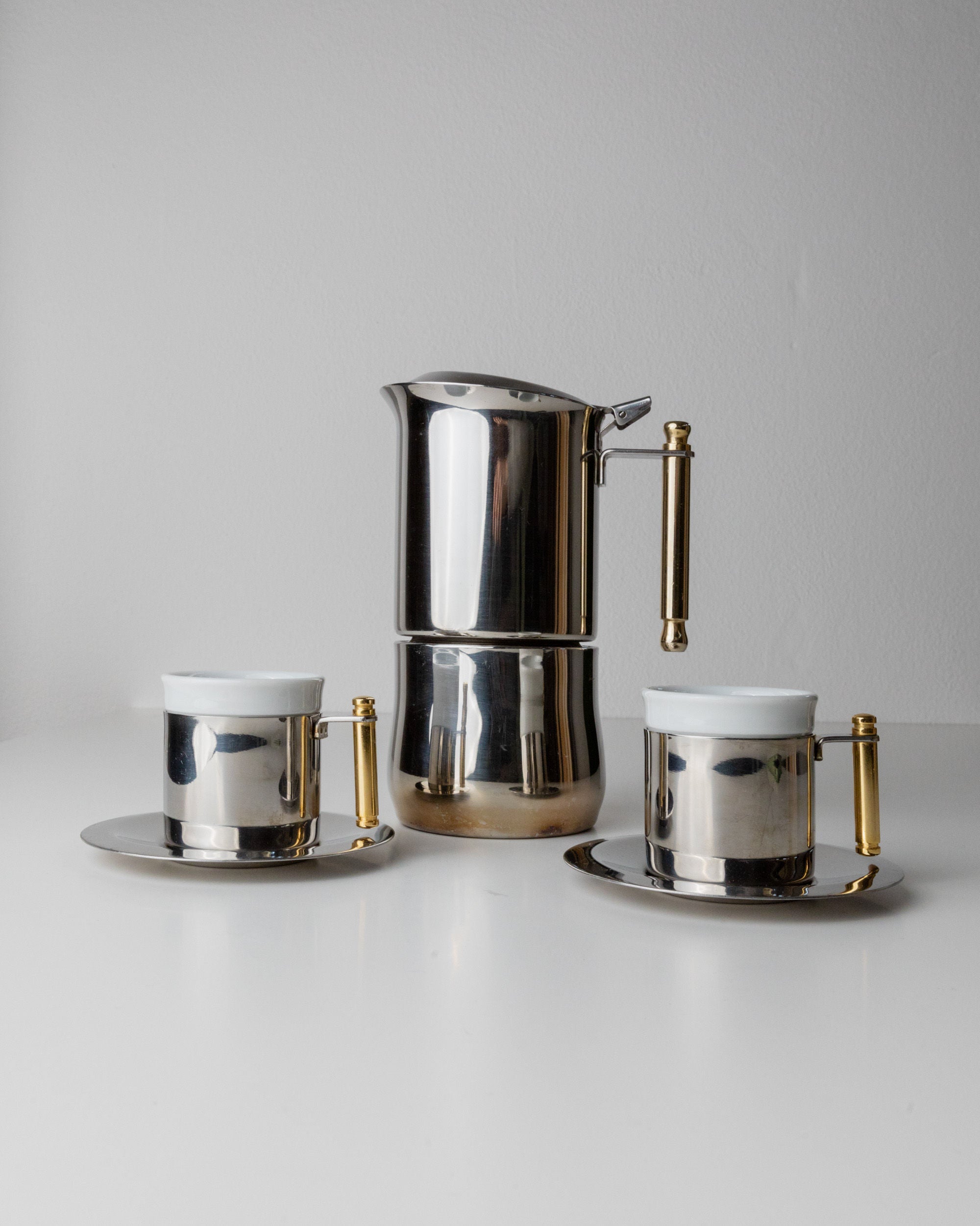 Coffee Set by IMCO, Italy 80s by Bottega Jacobs | The Oblist — stainless steel, modern design