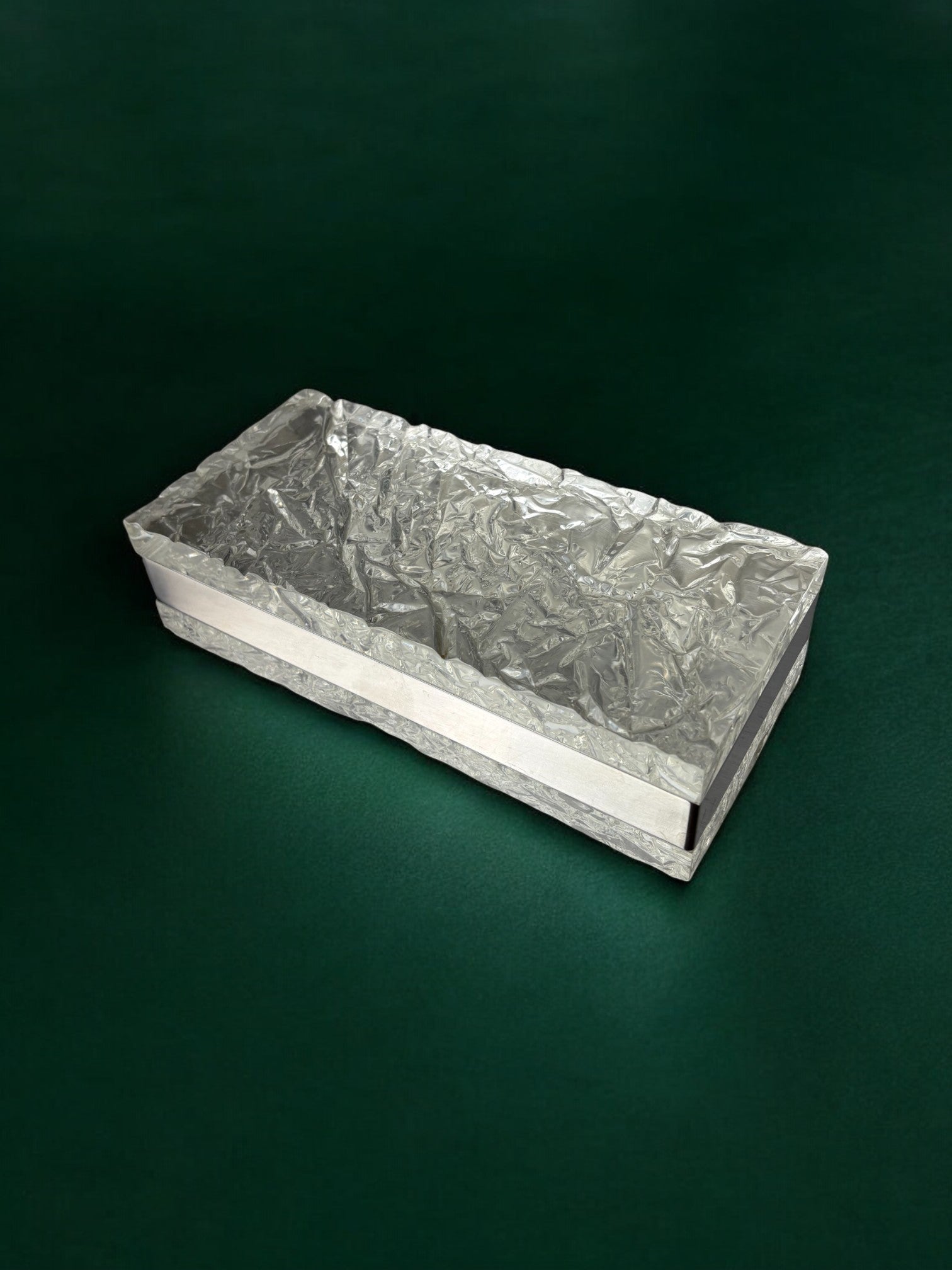 Ice Effect Lucite Vanity Box, Italy, 1970s — side angle on green background