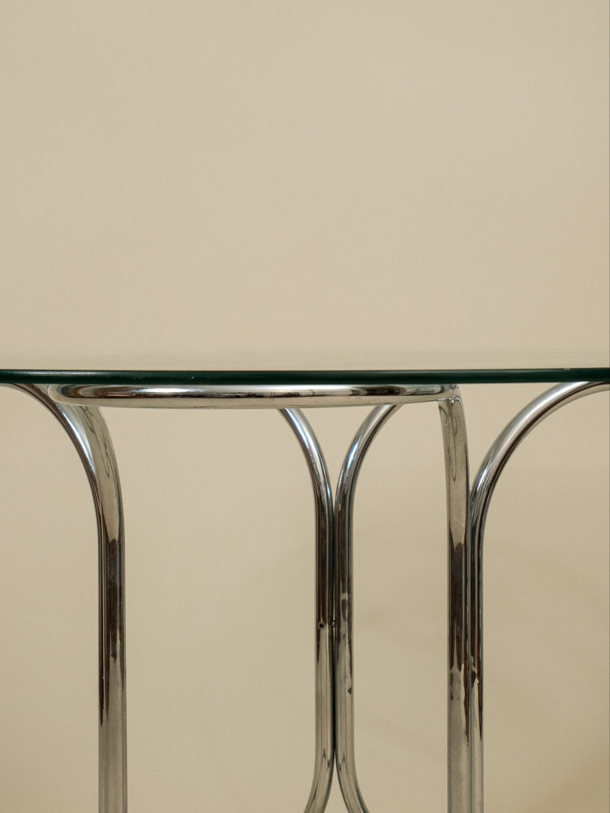 Giotto Stoppino Round Glass and Chrome Dining Table, Italy, 1970s — alternate view