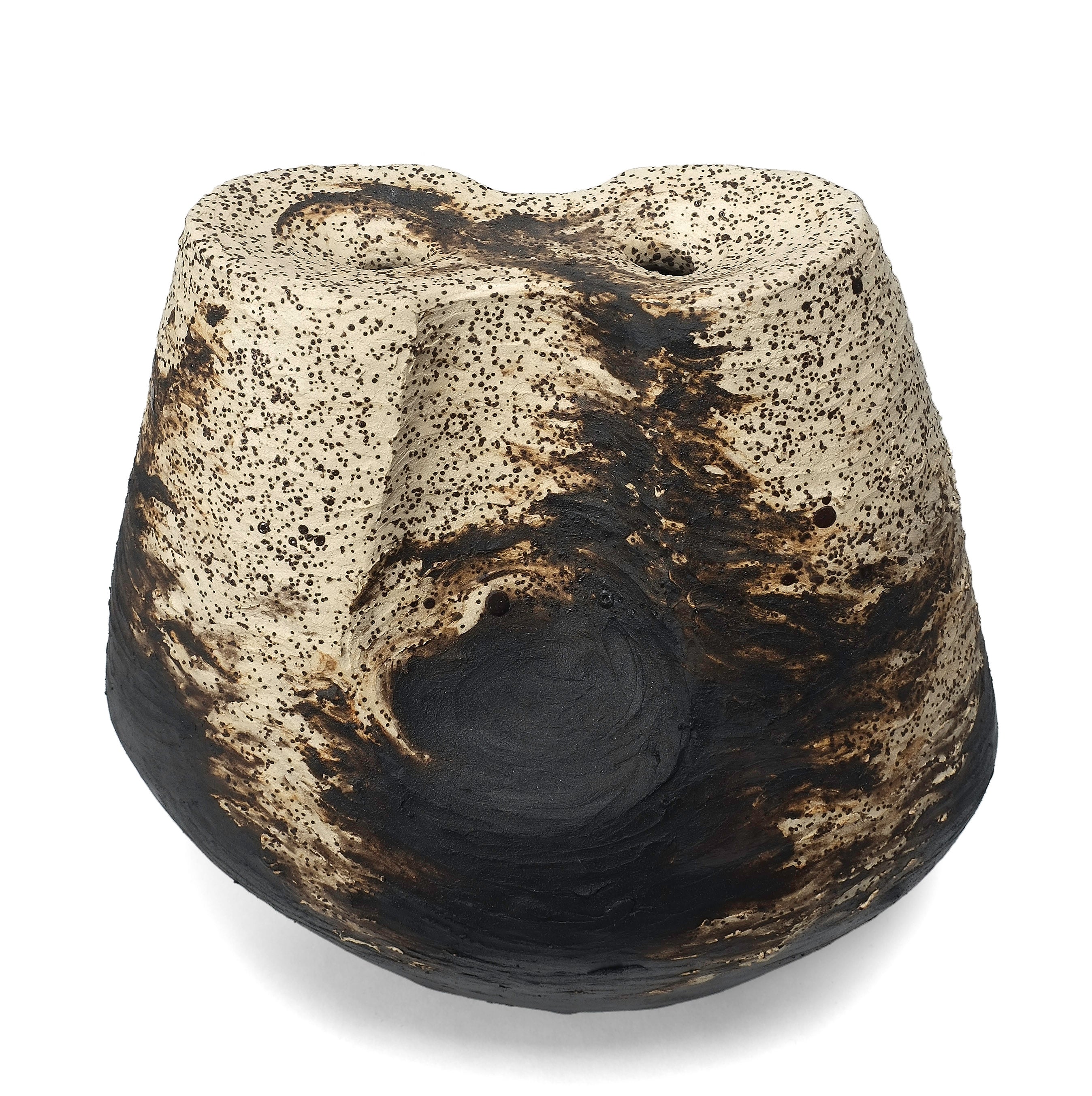 Modern Sculptural Earthwork Vessel – Gestural Collection - No 126 — close-up of textured ceramic surface