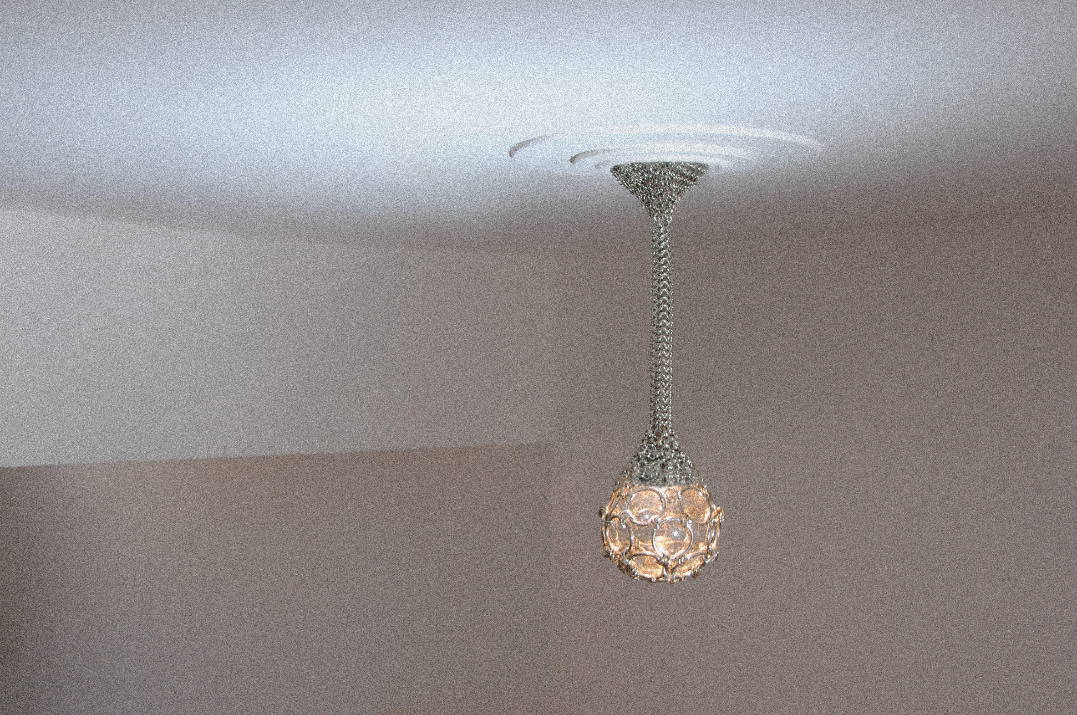 Single-Pendant 'Chainmail Droplet' Chandelier — side angle