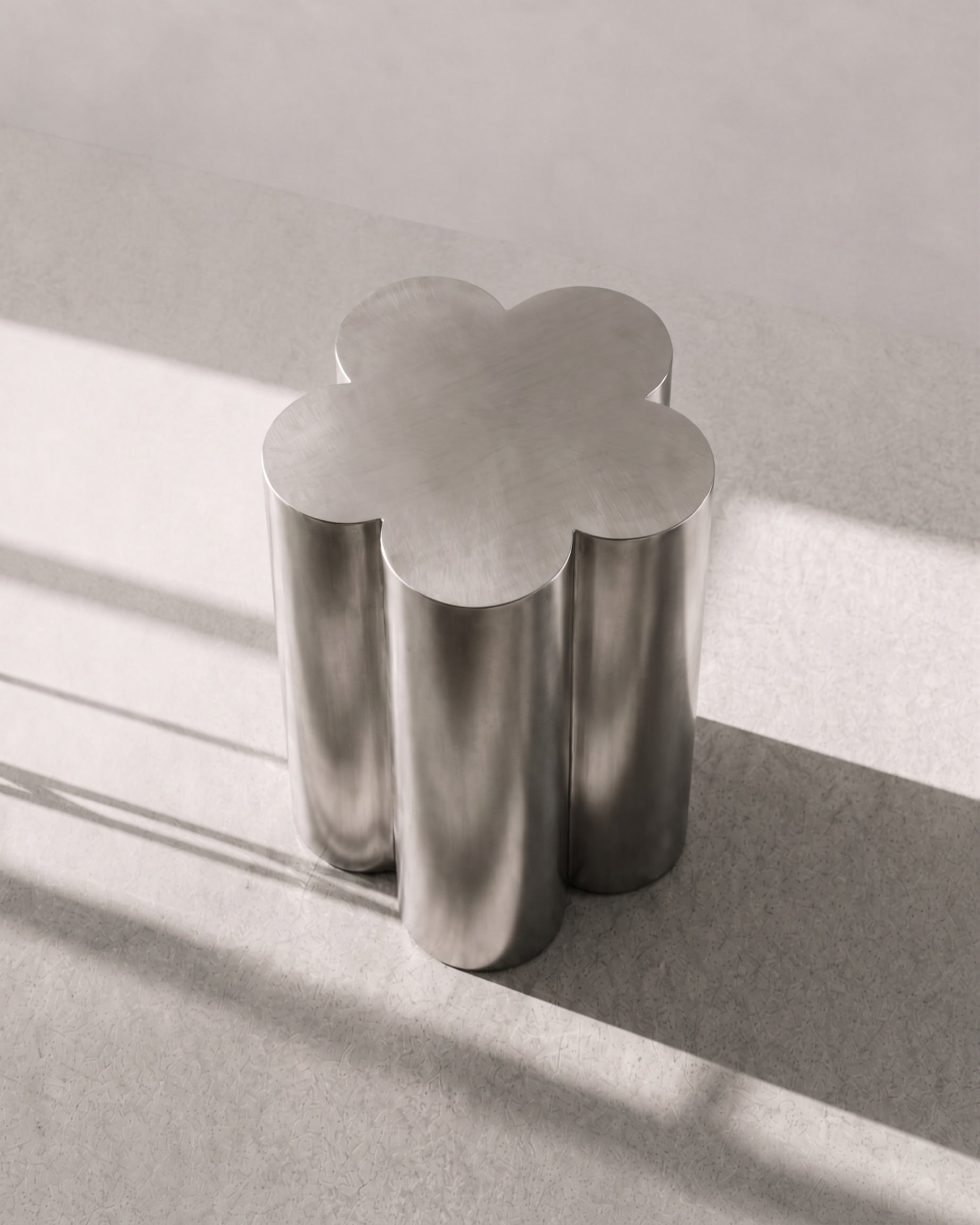 Barvinok Stainless Steel Coffee Table, Satin Floral Design — detail view