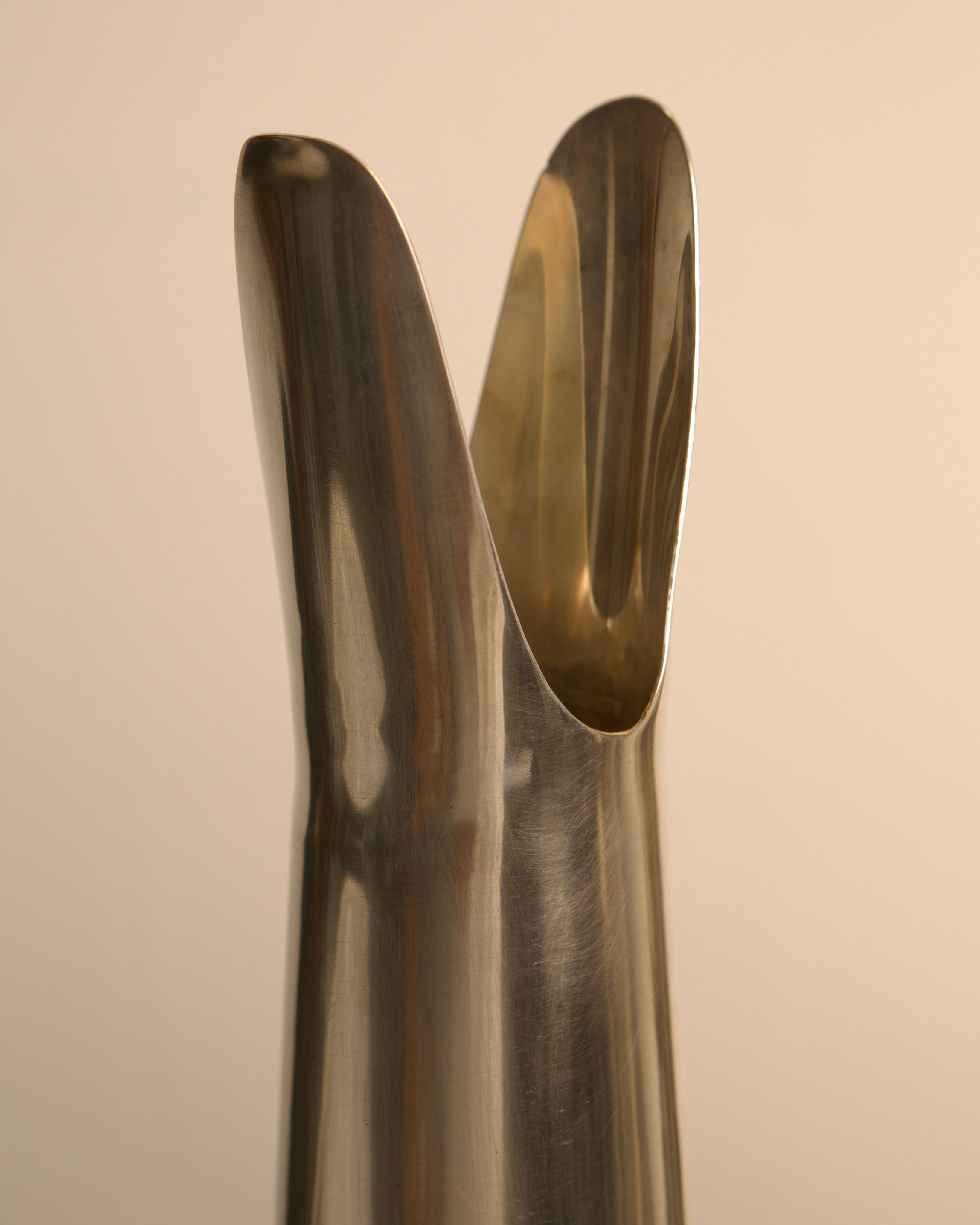 Set of 3 Italian "Organ" Vases in Silver Metal, 60s