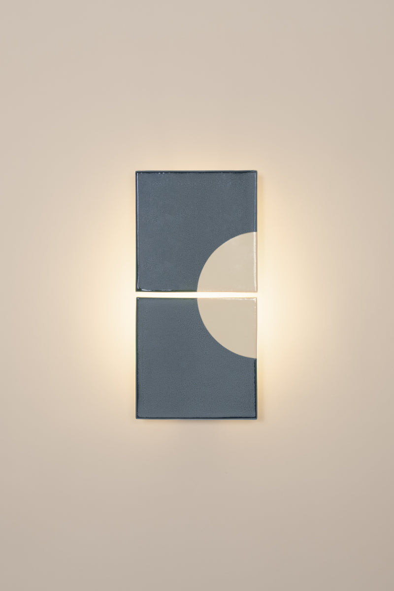 Tiles Moon B by Violaine d'Harcourt | The Oblist — handcrafted ceramic, blue tones