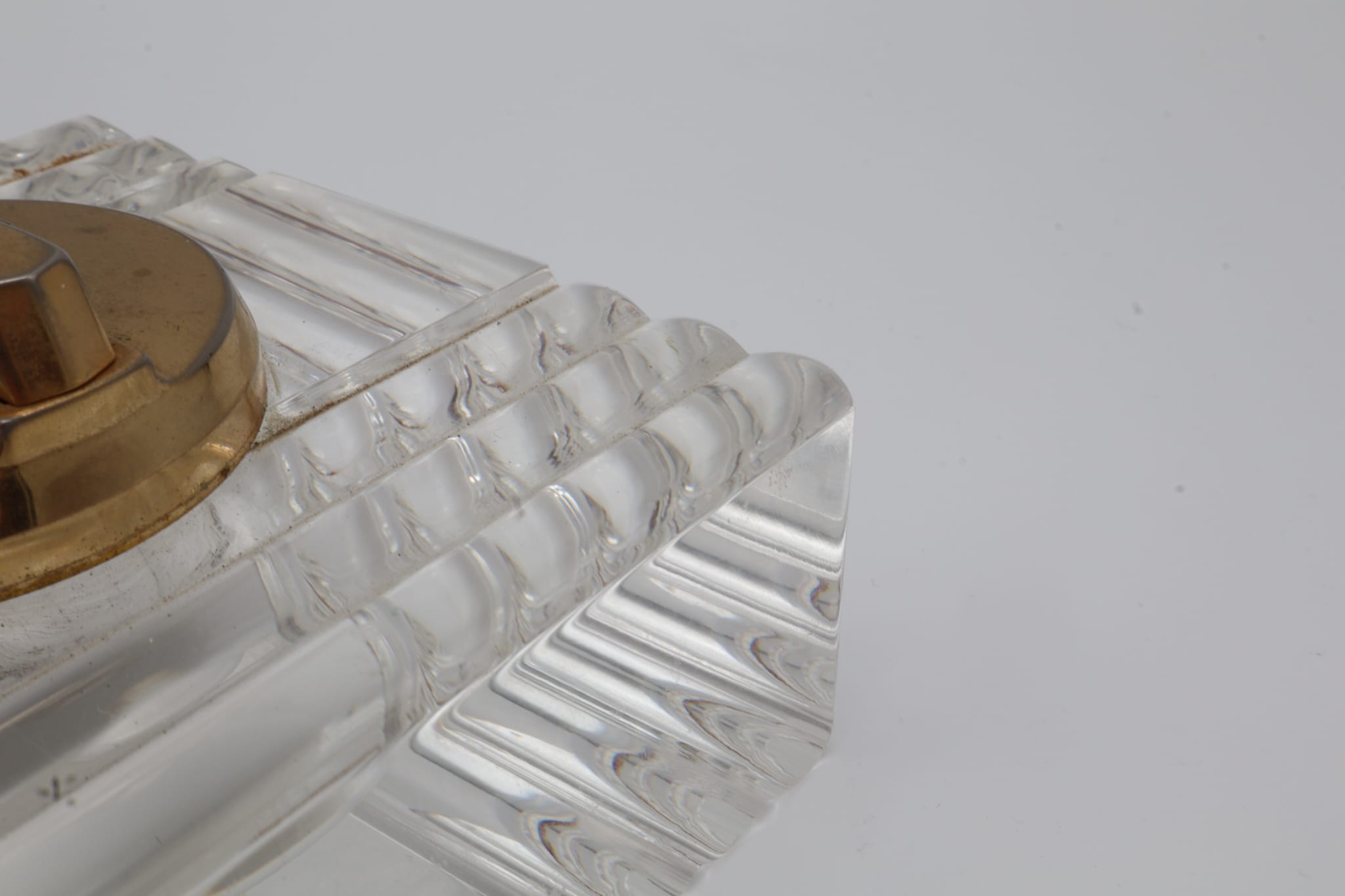 Plexiglass & Brass Table Lighter – Italy, 1970s — side angle