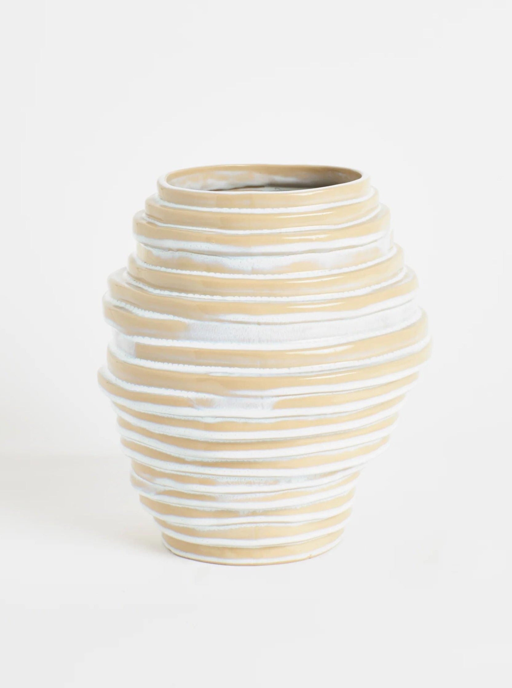 Alfonso Vase in Shiny White — side angle showing textured surface