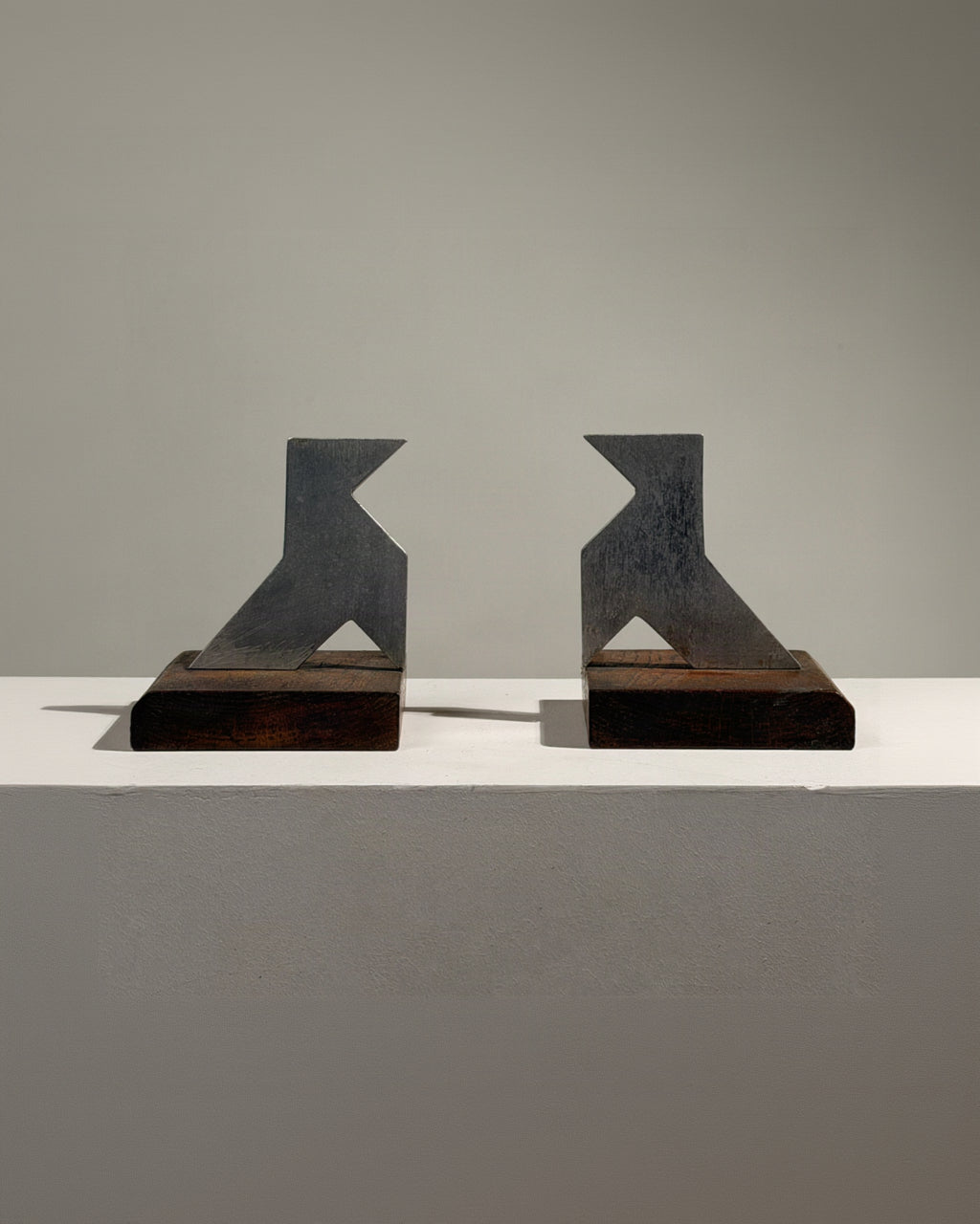 Pair of modernist bookends — detail view