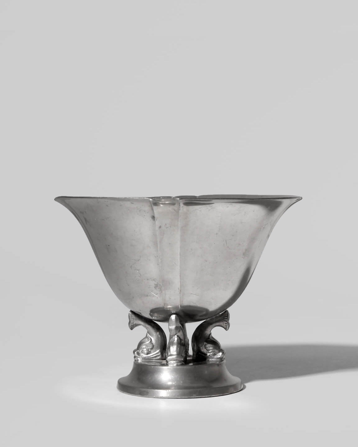 Art Deco Pewter Dolphins Bowl, GAB, Sweden, 1935 by Vintage Stories | The Oblist