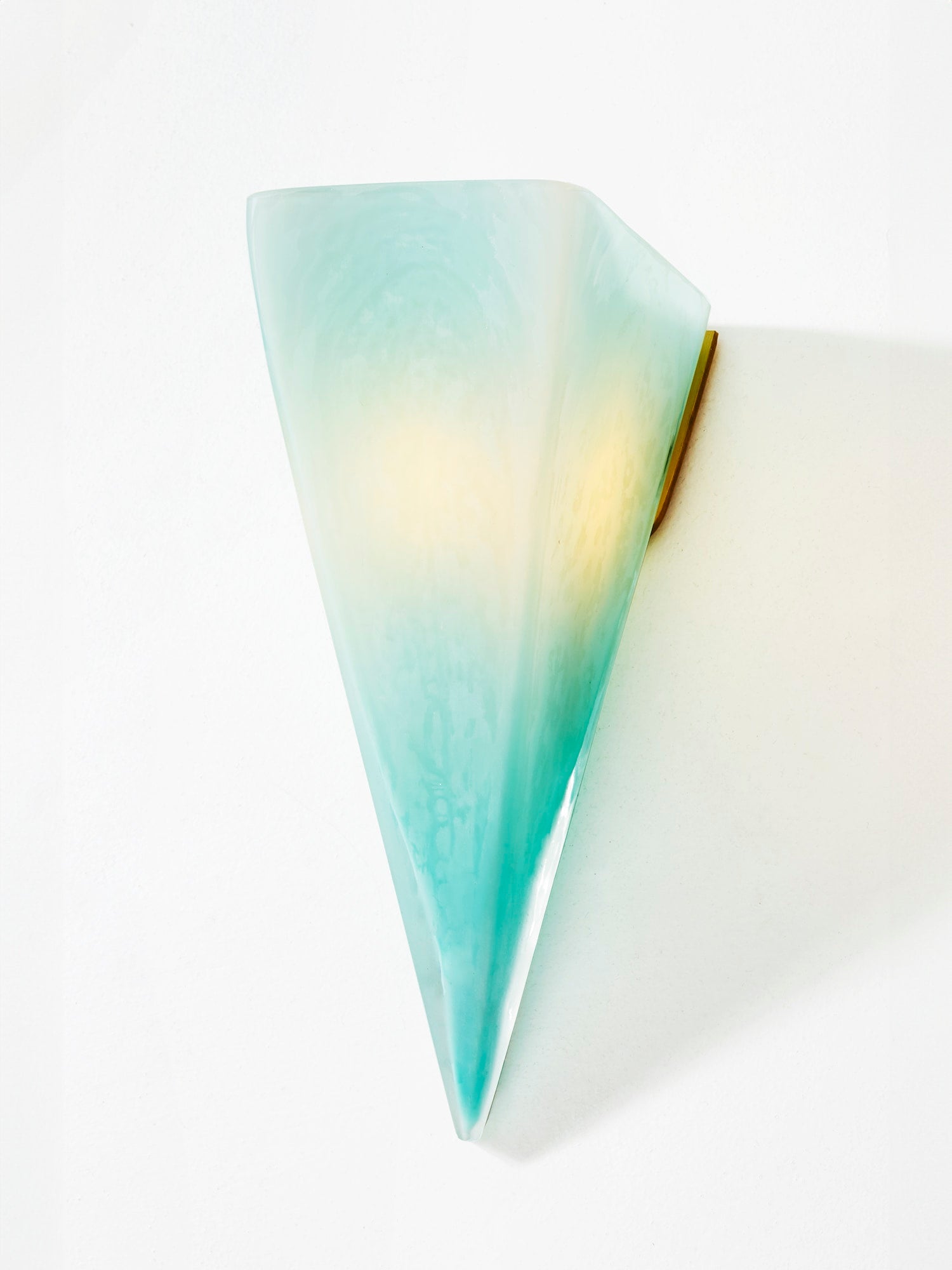 Pavillion Hand Blown Glass Quartz Colored Sconce with Brass Metal Hardware by Bianco Light + Space — variant detail