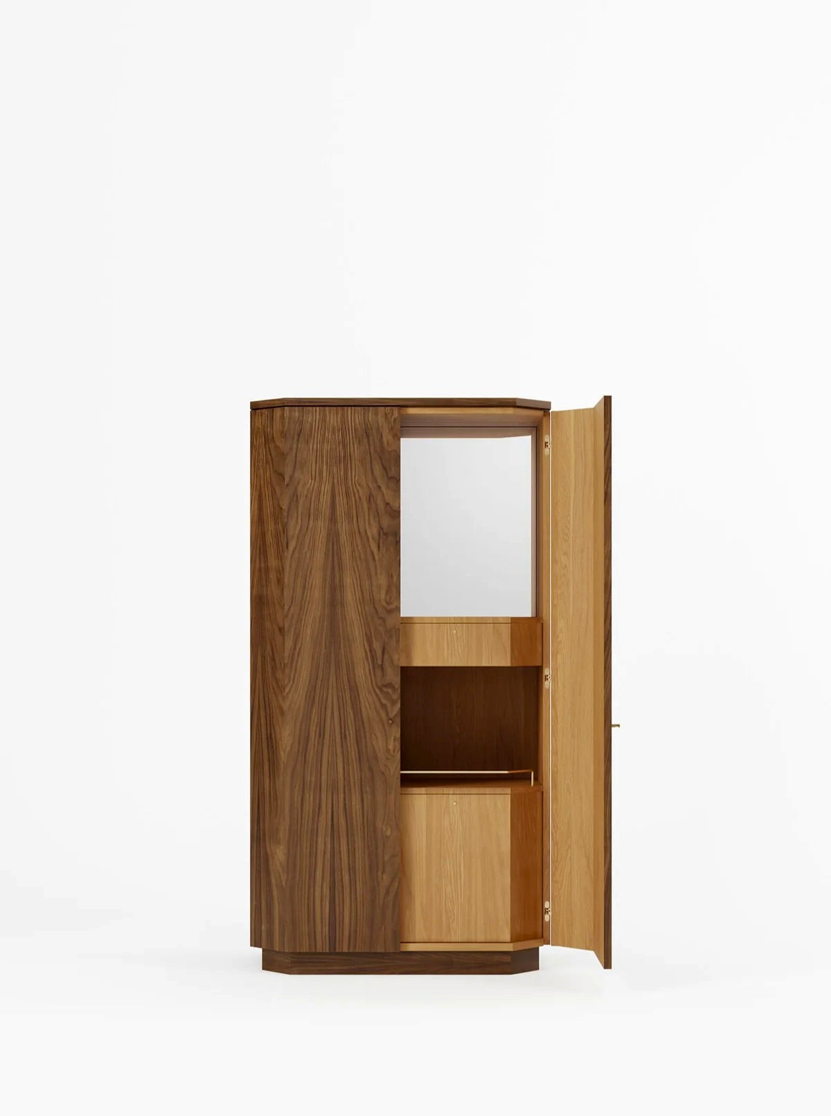 Winston Drinks Cabinet in Walnut and Oak — side angle
