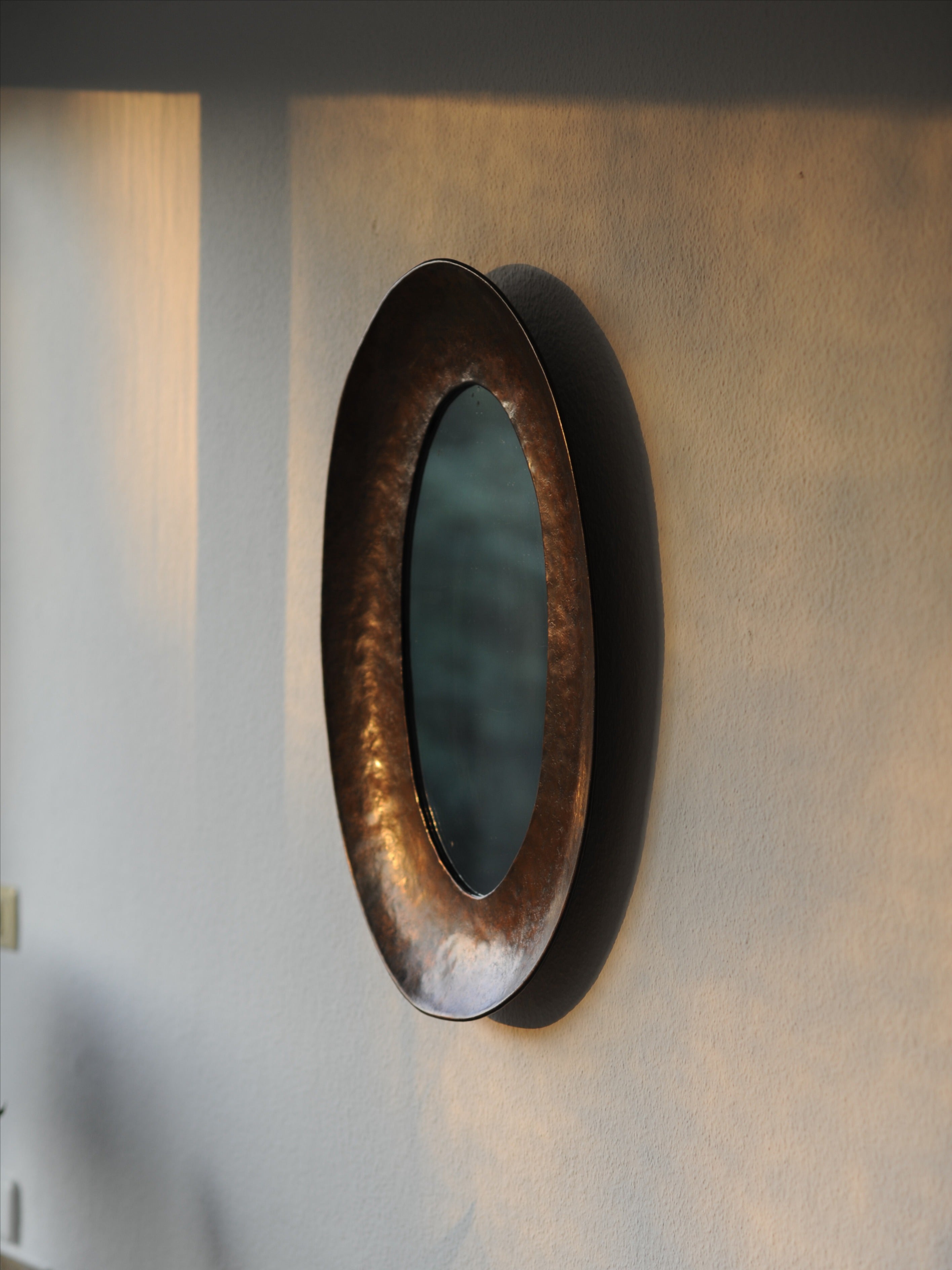 Angelo Bragalini Wall Mirror In Copper, Italy 1960