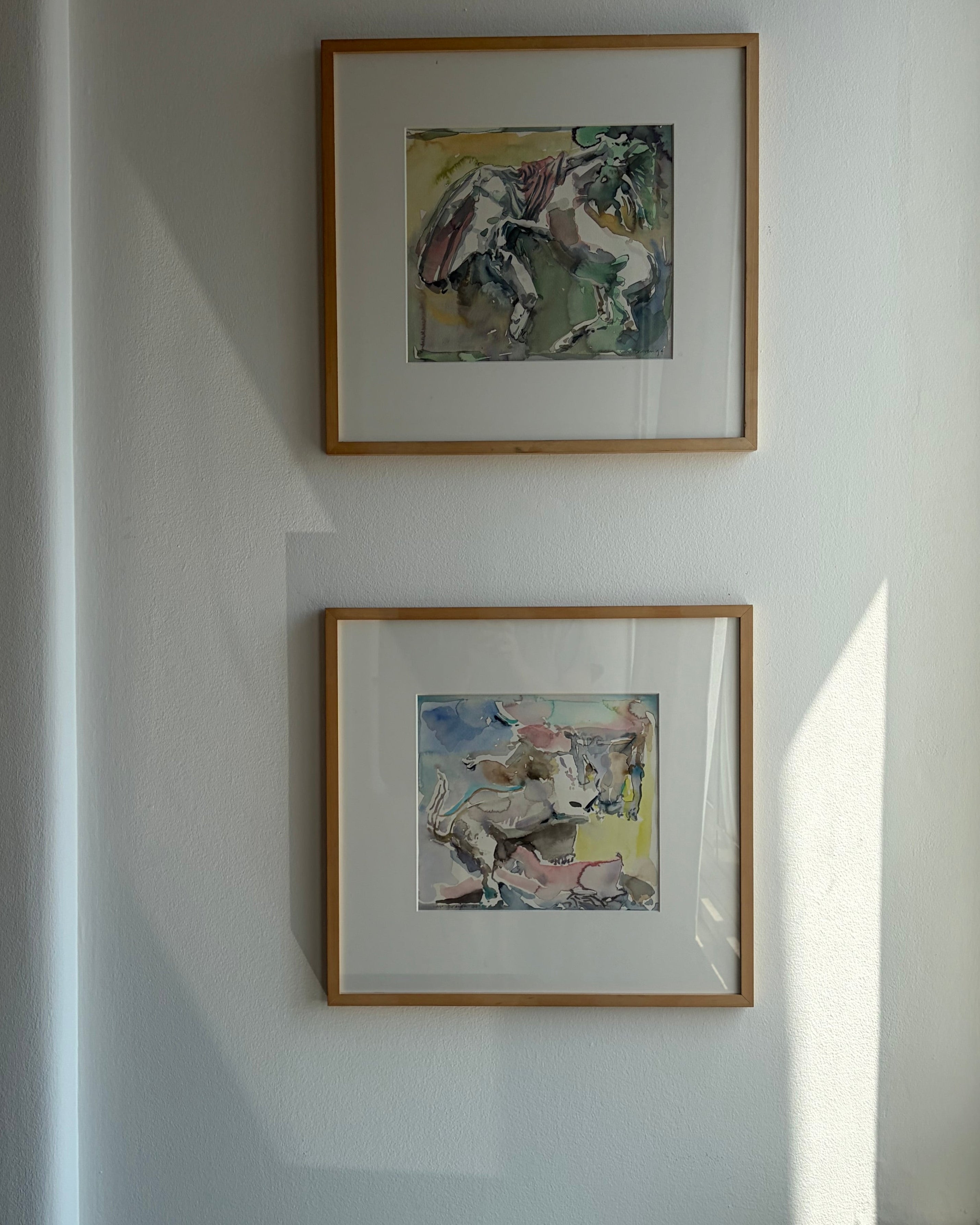 Mythological Watercolor Diptych, Maarten van Dreven (1941–2001) — lifestyle setting