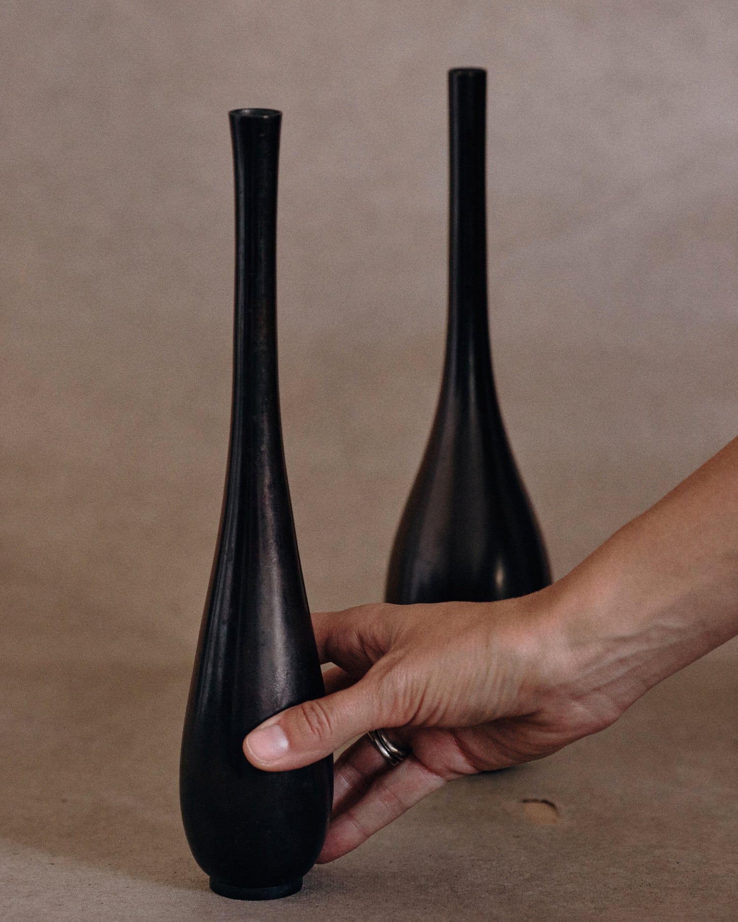 Japanese bronze Ikebana vase No.1 — lifestyle setting