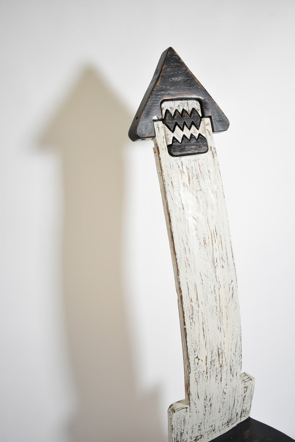 Pair of Bicolor Tainted Wood Chairs Totems, 1980s — close-up