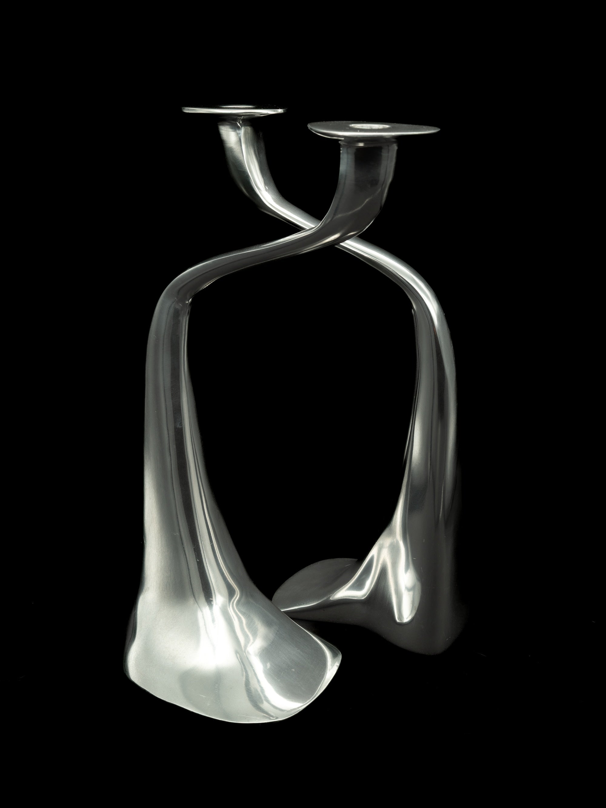 Driade Aluminium Candleholders - Italy — top view of polished aluminum design