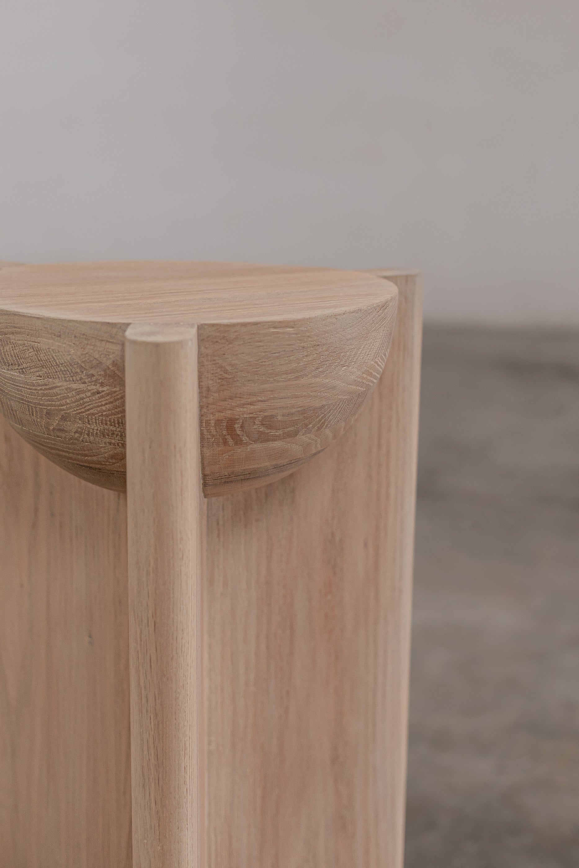 Solid Oak Display Pedestal - BLEO Series by Daniel Couttolenc, Cream Wash Finish — lifestyle setting