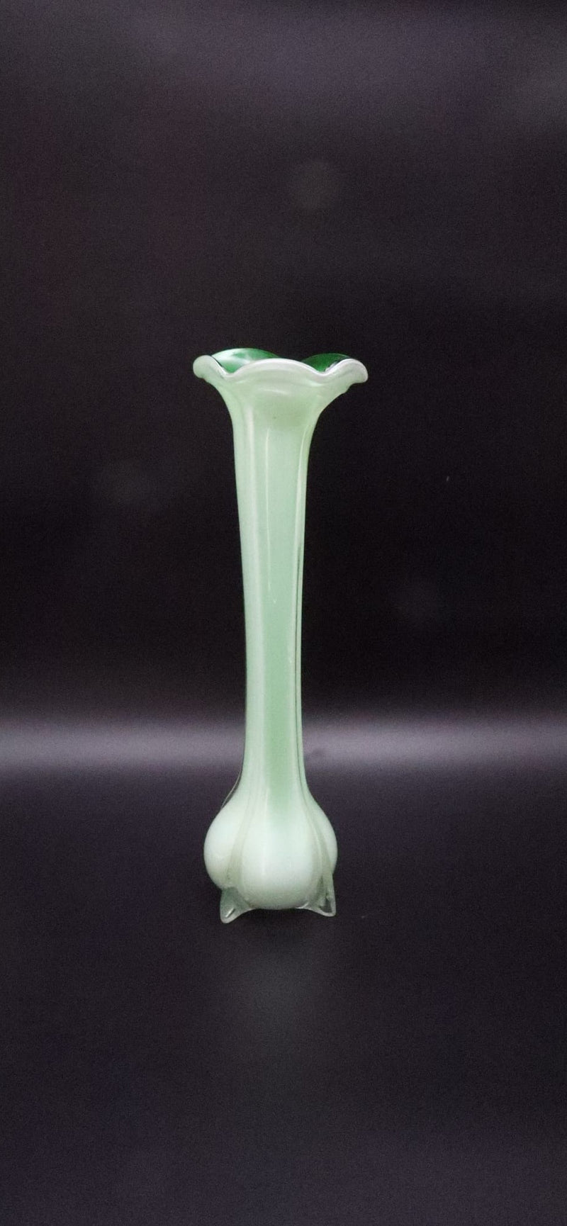 Vintage Italian Opaline Glass Soliflore Vase – Pastel Green & White – 1970s by Forma Finds | The Oblist