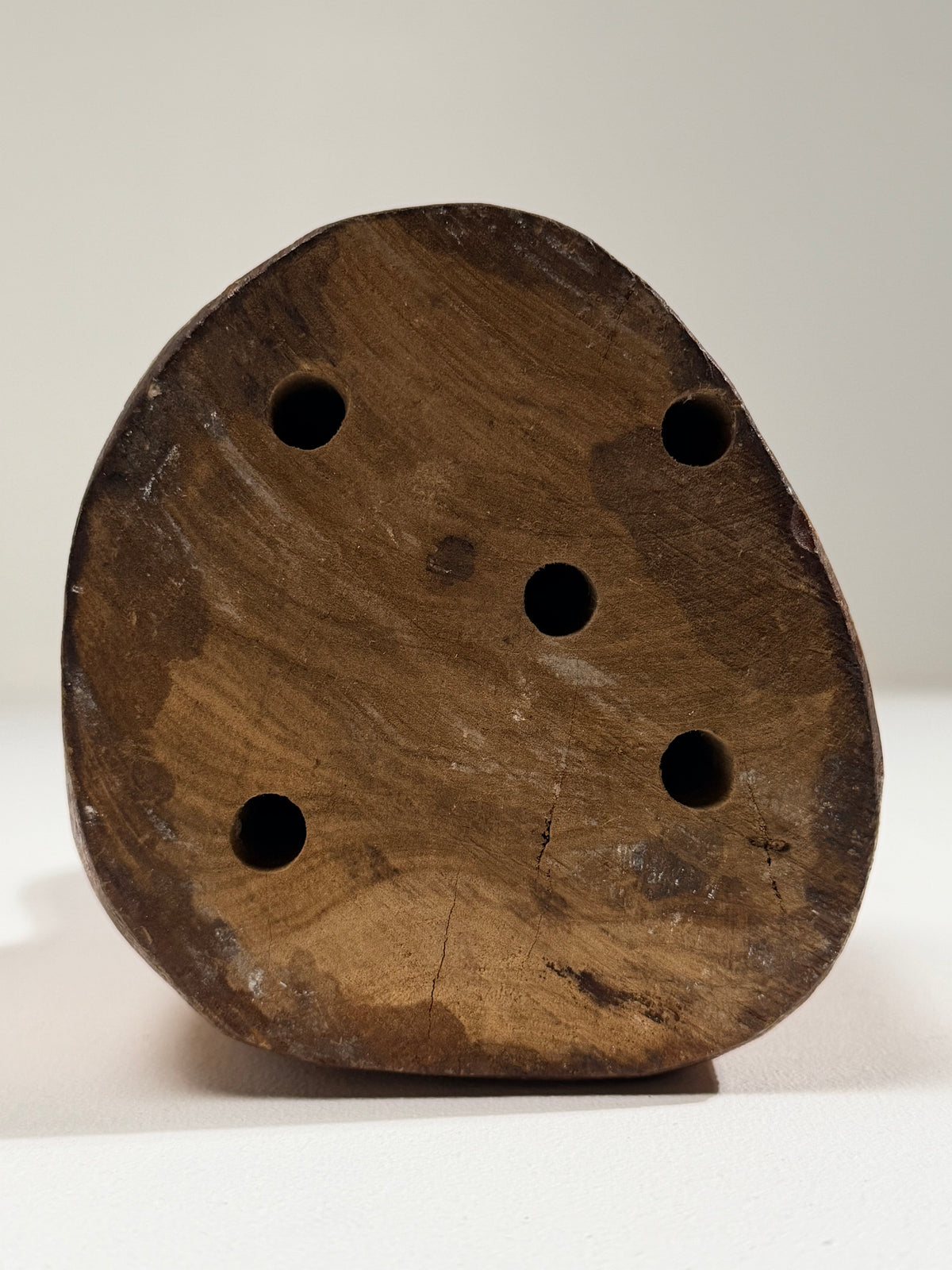 Carved olive wood pitcher, France, early 20th century.  — close-up