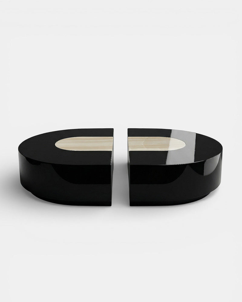 Baci Capsule Black And Ivory Onyx by Marbera | The Oblist — modern black and ivory low table