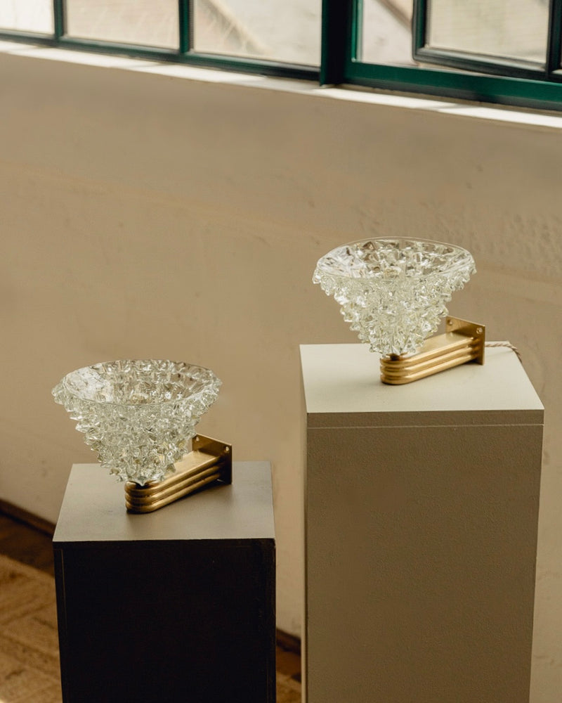 Pair of Barovier & Toso Rostrato crystal Murano wall lights